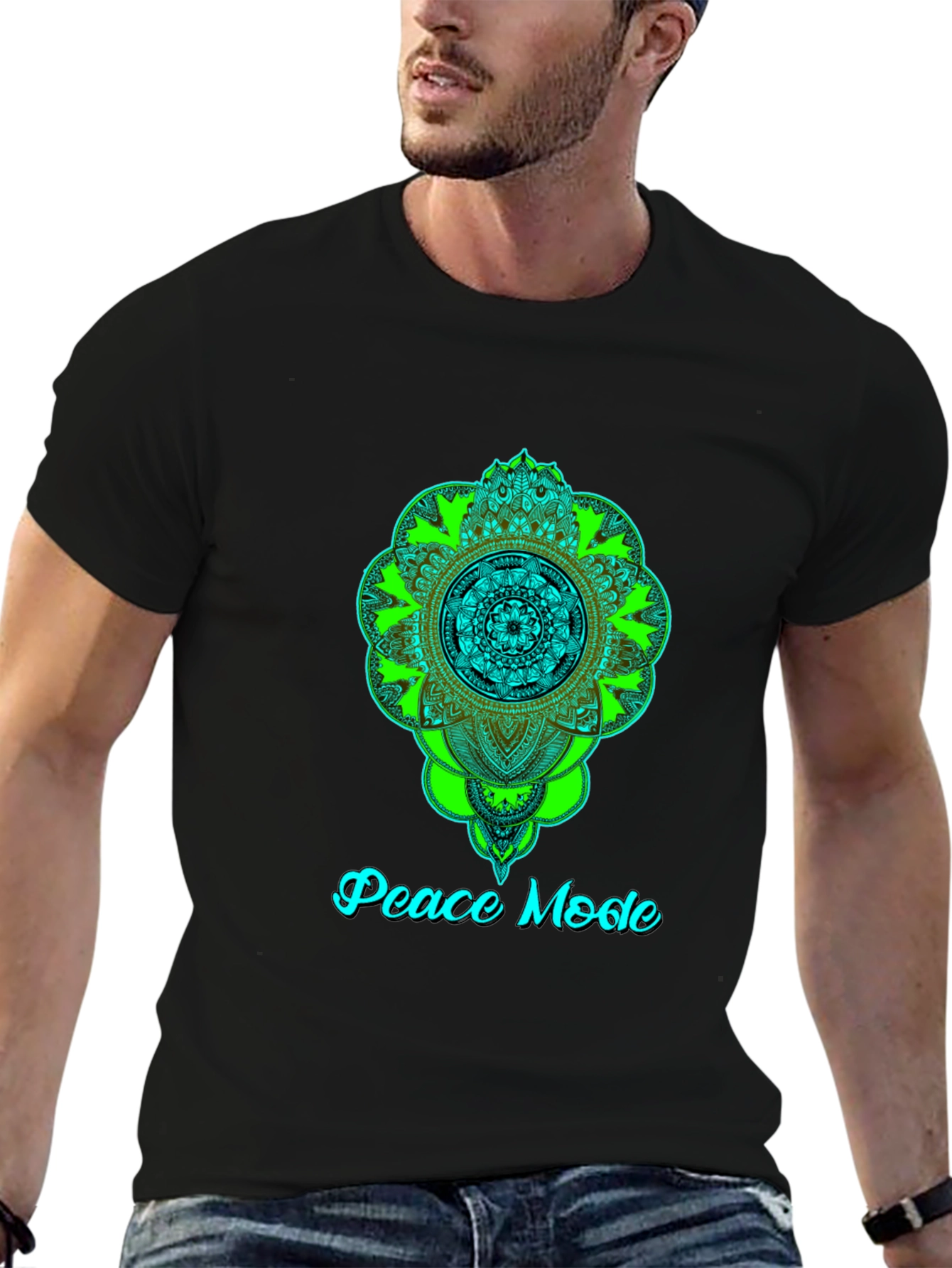 Peace Mode Mandala Graphic Tee - Black