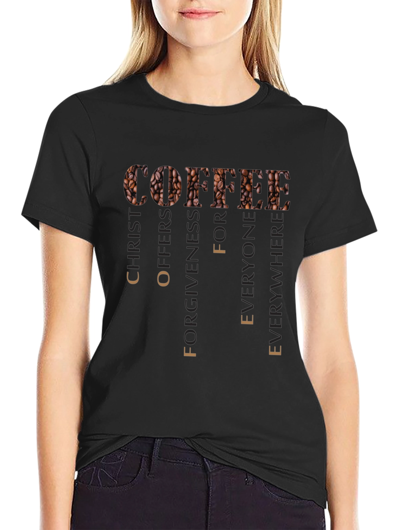 Coffee Christ Offers Forgiveness Graphic T-Shirt