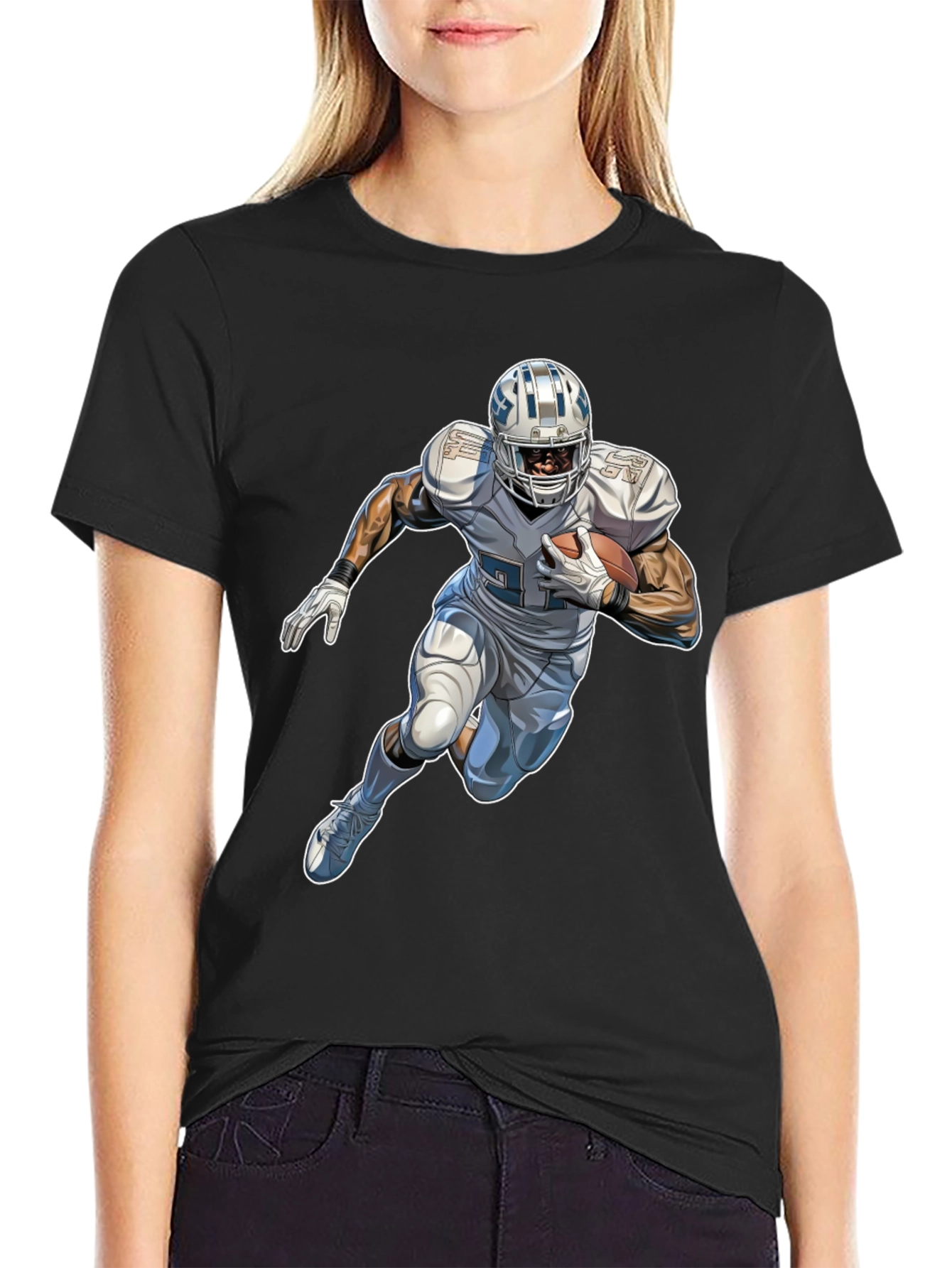 Football Player Graphic Black T-Shirt