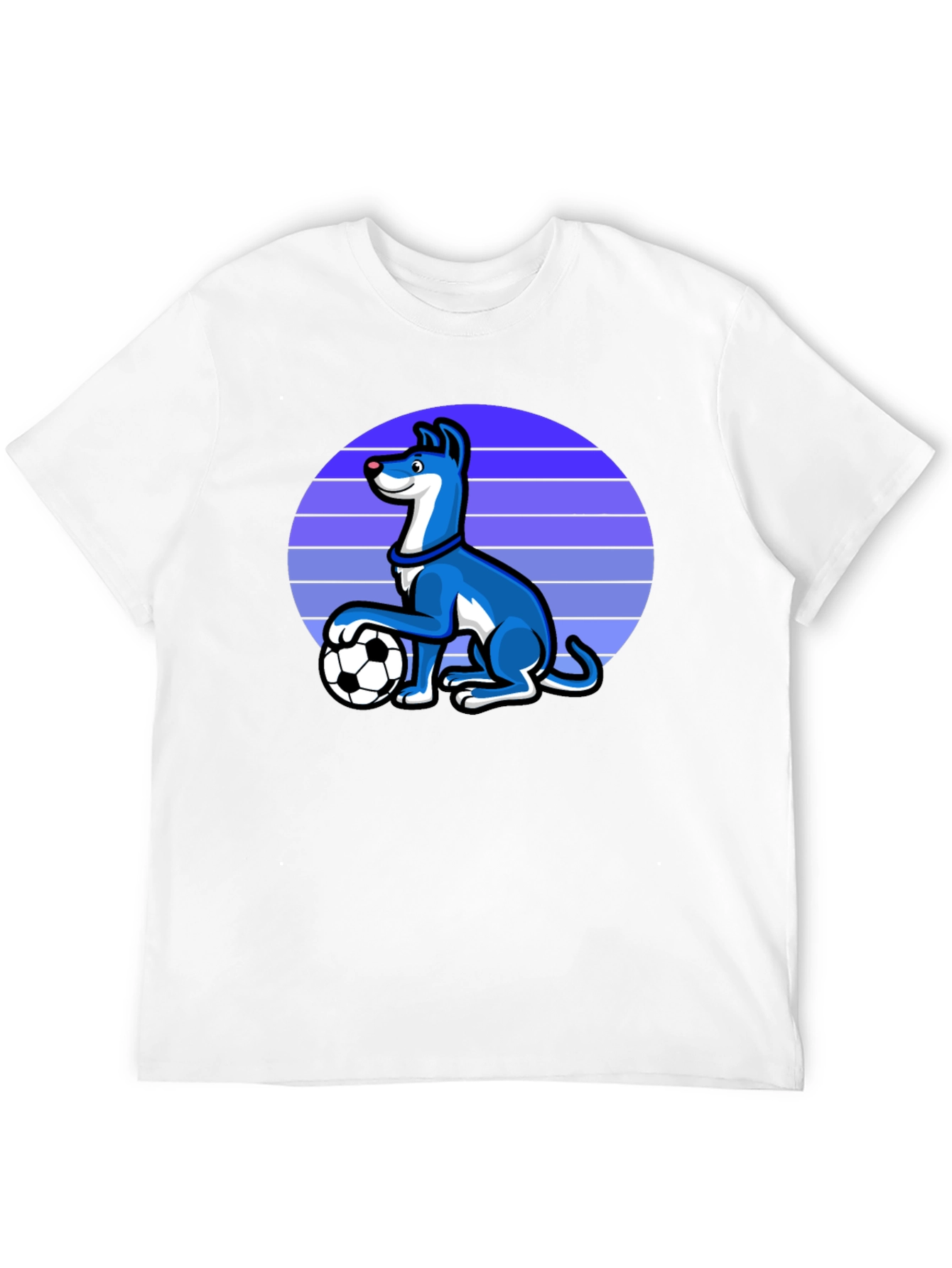 Dog Soccer T-Shirt - Blue Canine with Ball Design