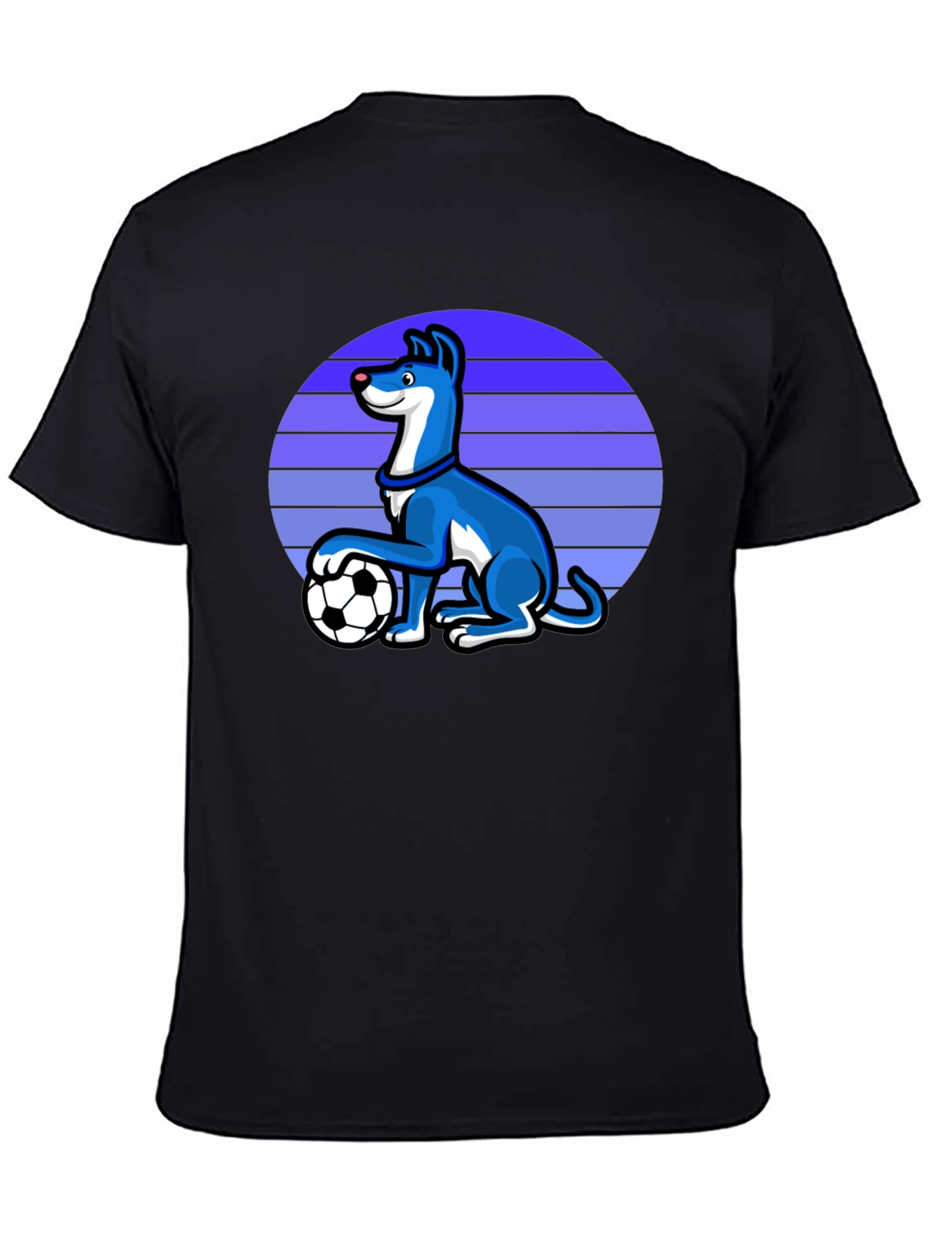 Dog Soccer T-Shirt - Blue Canine with Ball Design