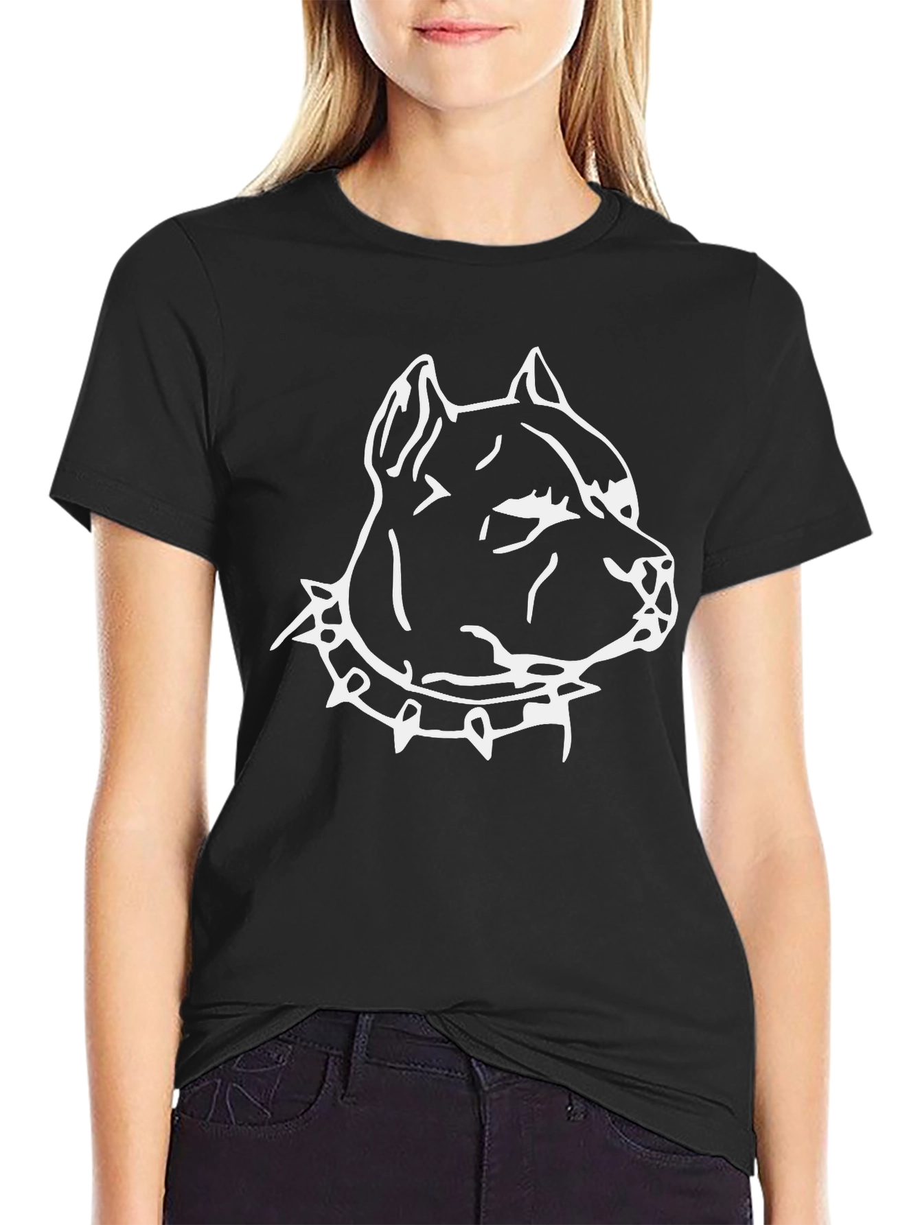 Pitbull Dog Head Graphic T-Shirt - Black