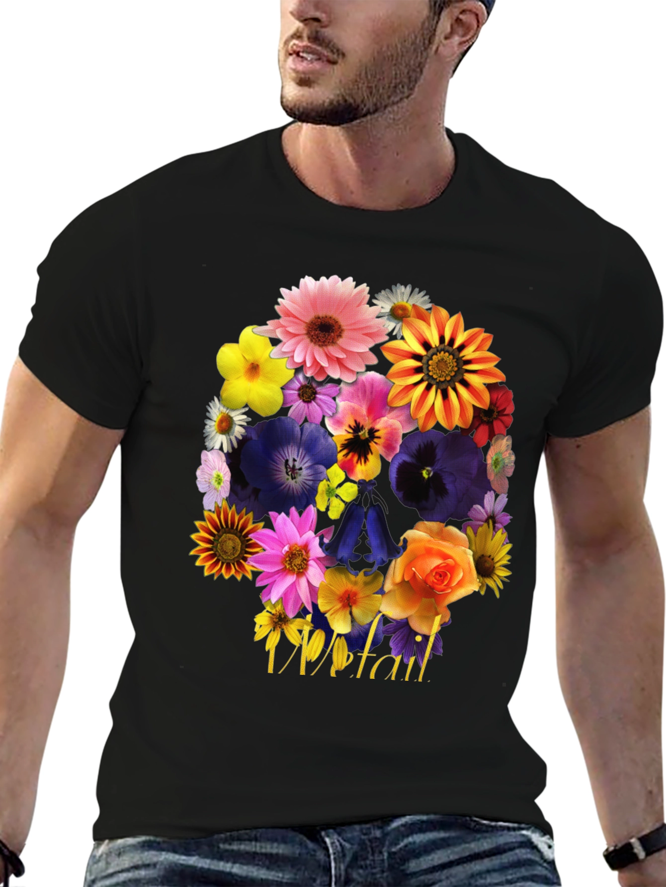Floral Skull T-Shirt - Unique Graphic Tee