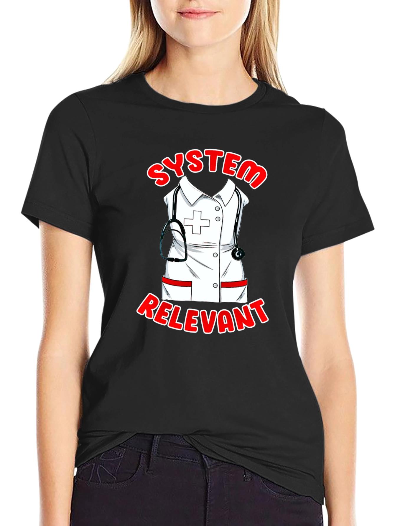 System Relevant Nurse T-Shirt - Black Cotton Tee