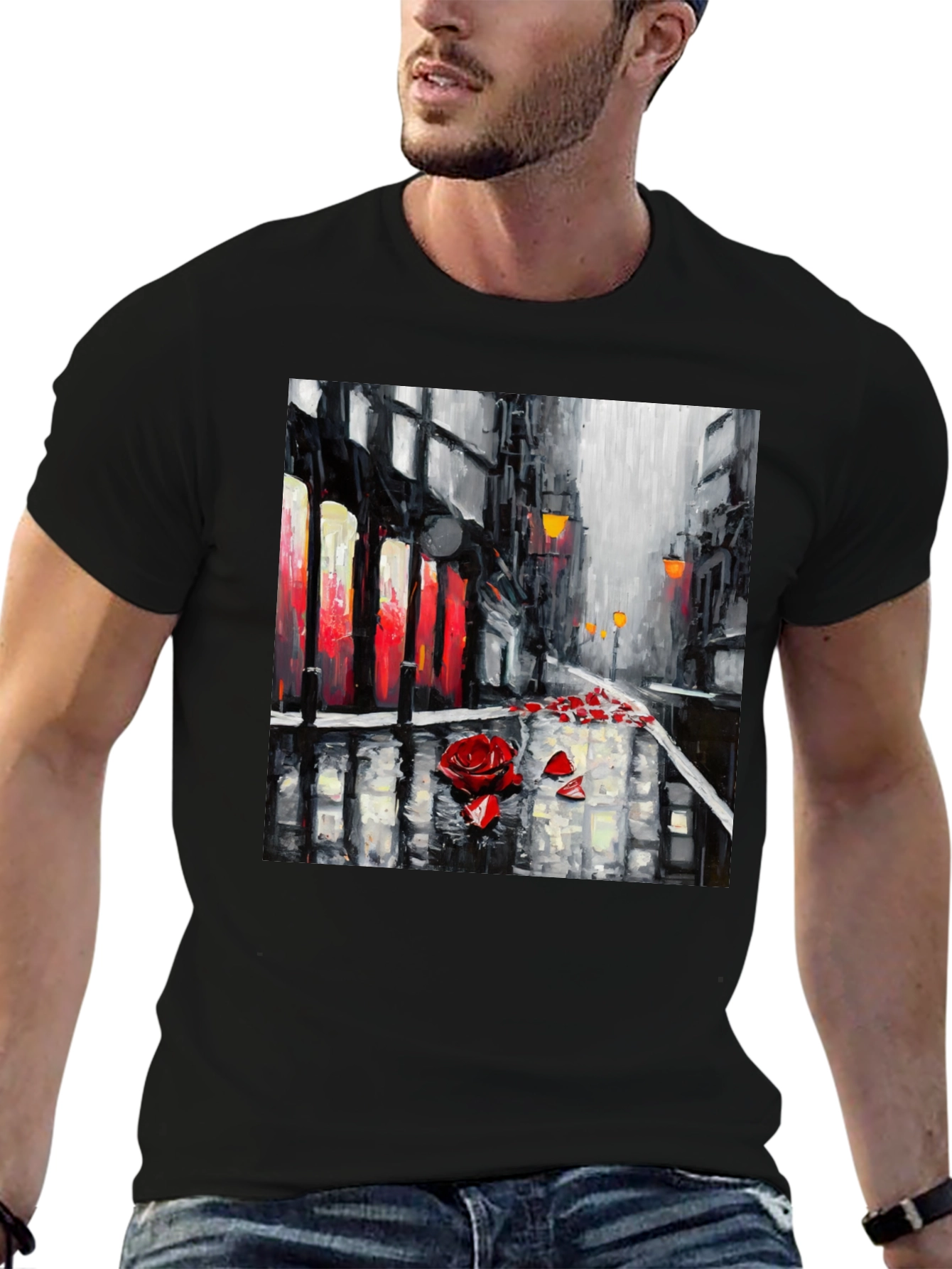 Rose City Black Tee - Artistic Streetwear