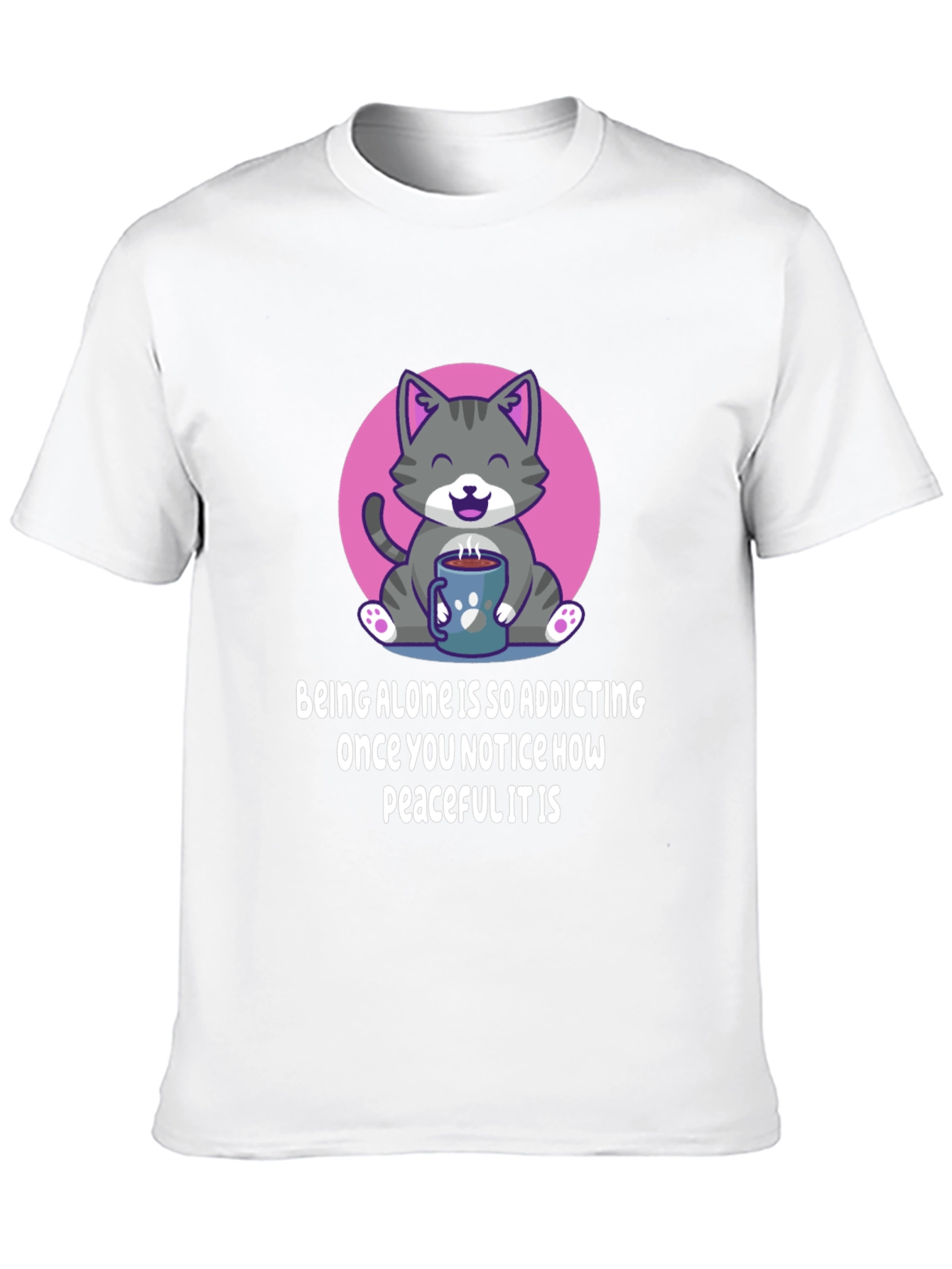 Cute Cat Coffee T-Shirt: Peaceful Alone Time