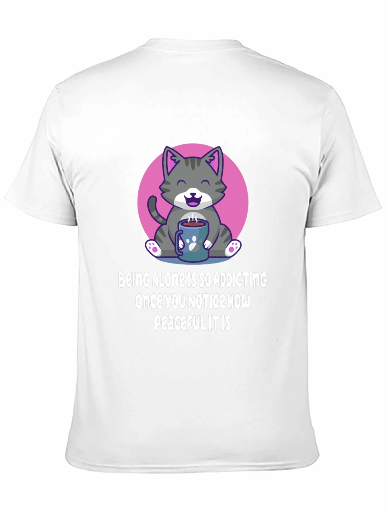 Cute Cat Coffee T-Shirt: Peaceful Alone Time