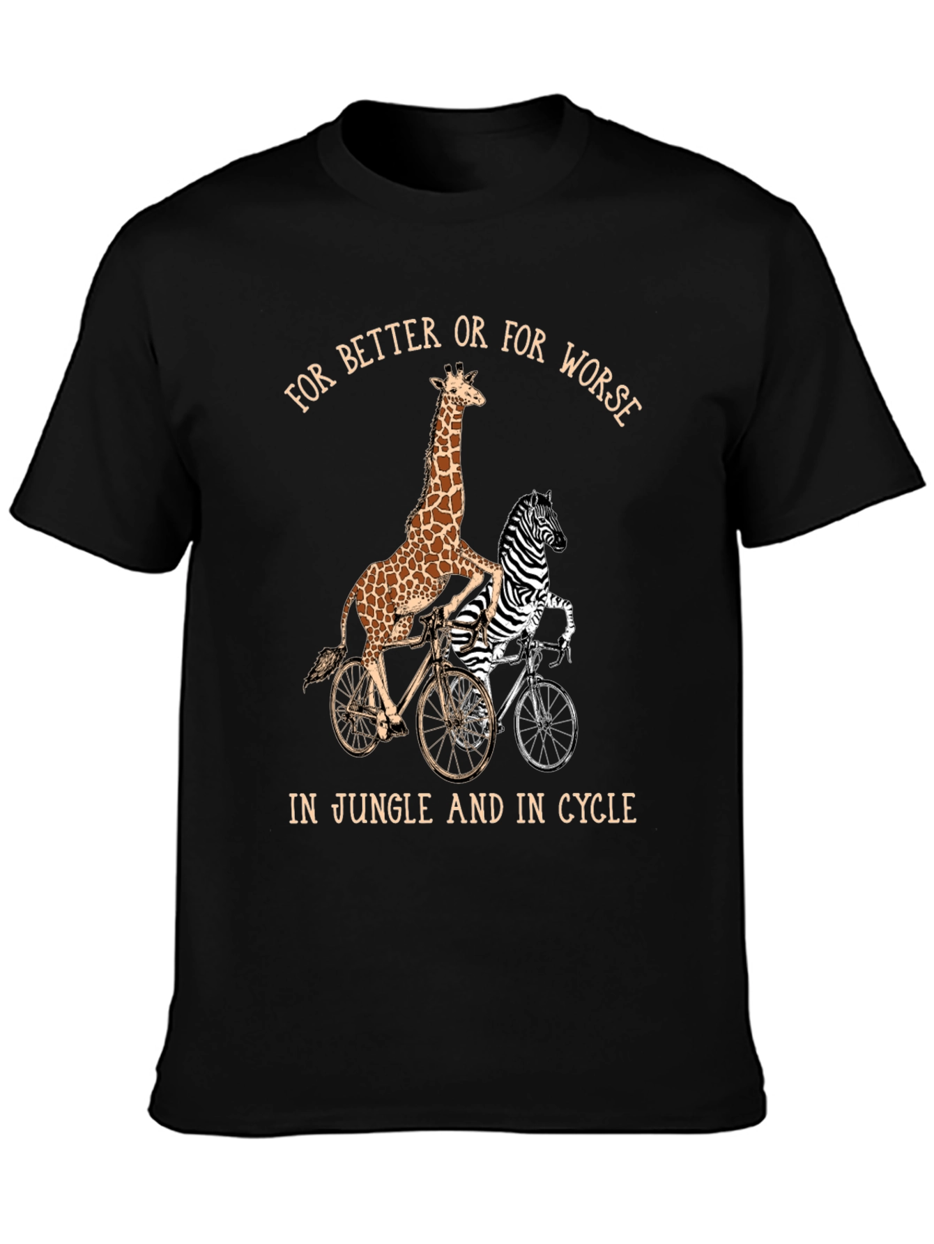 Giraffe & Zebra Tandem Bike T-Shirt