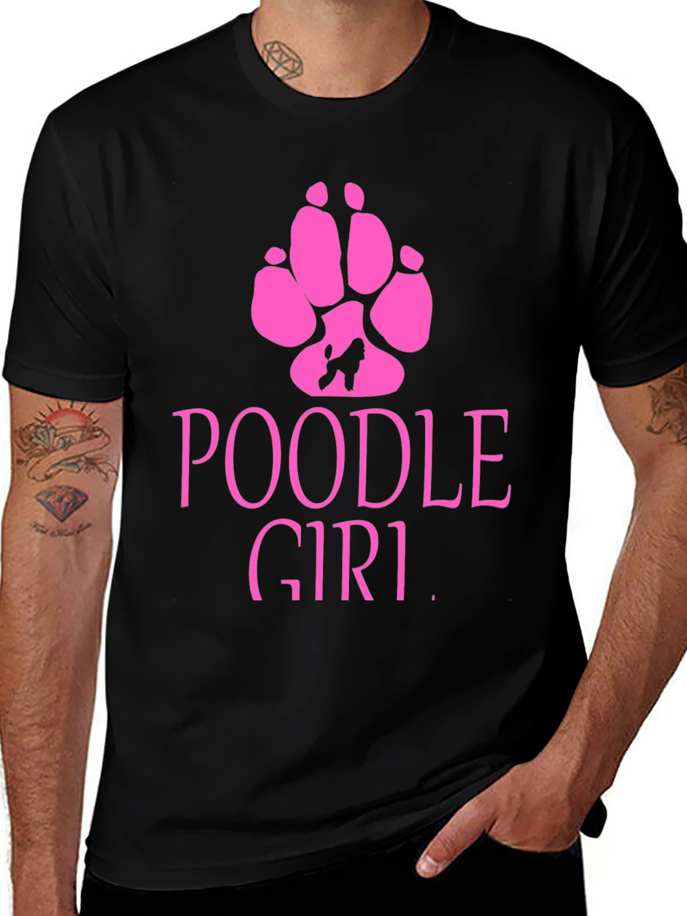 Poodle Girl Graphic T-Shirt - Black