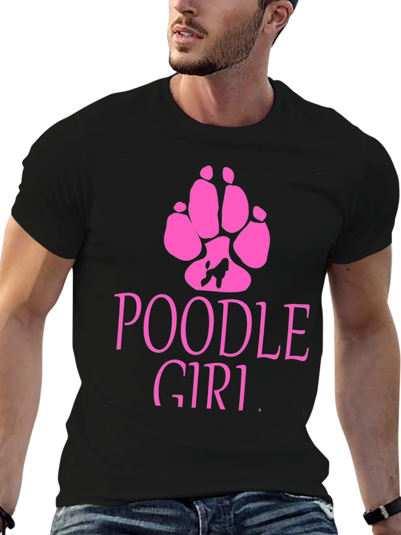 Poodle Girl Graphic T-Shirt - Black