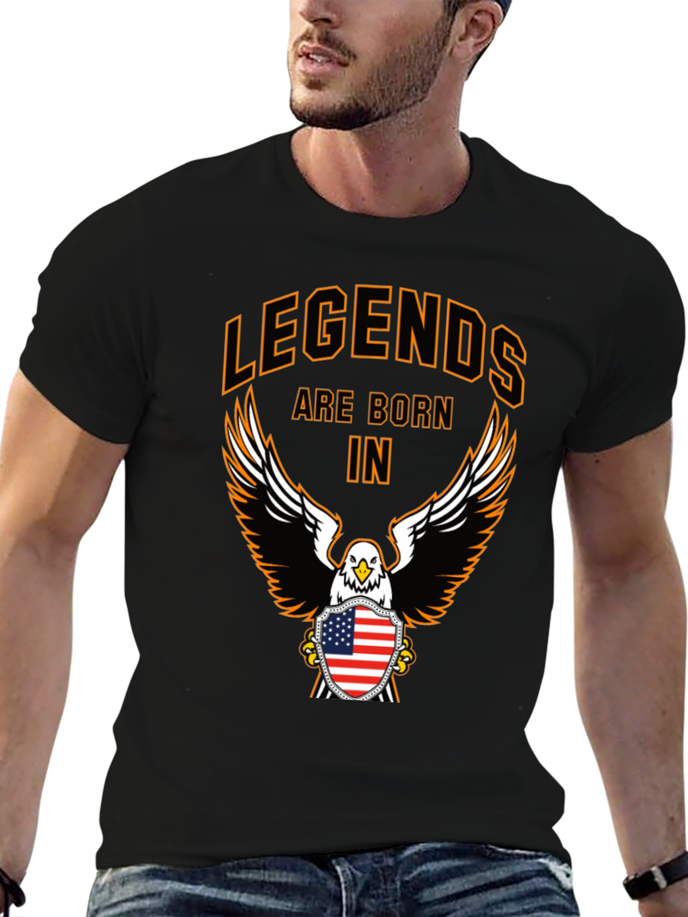 Legends Born T-Shirt Eagle Patriotic American USA Flag