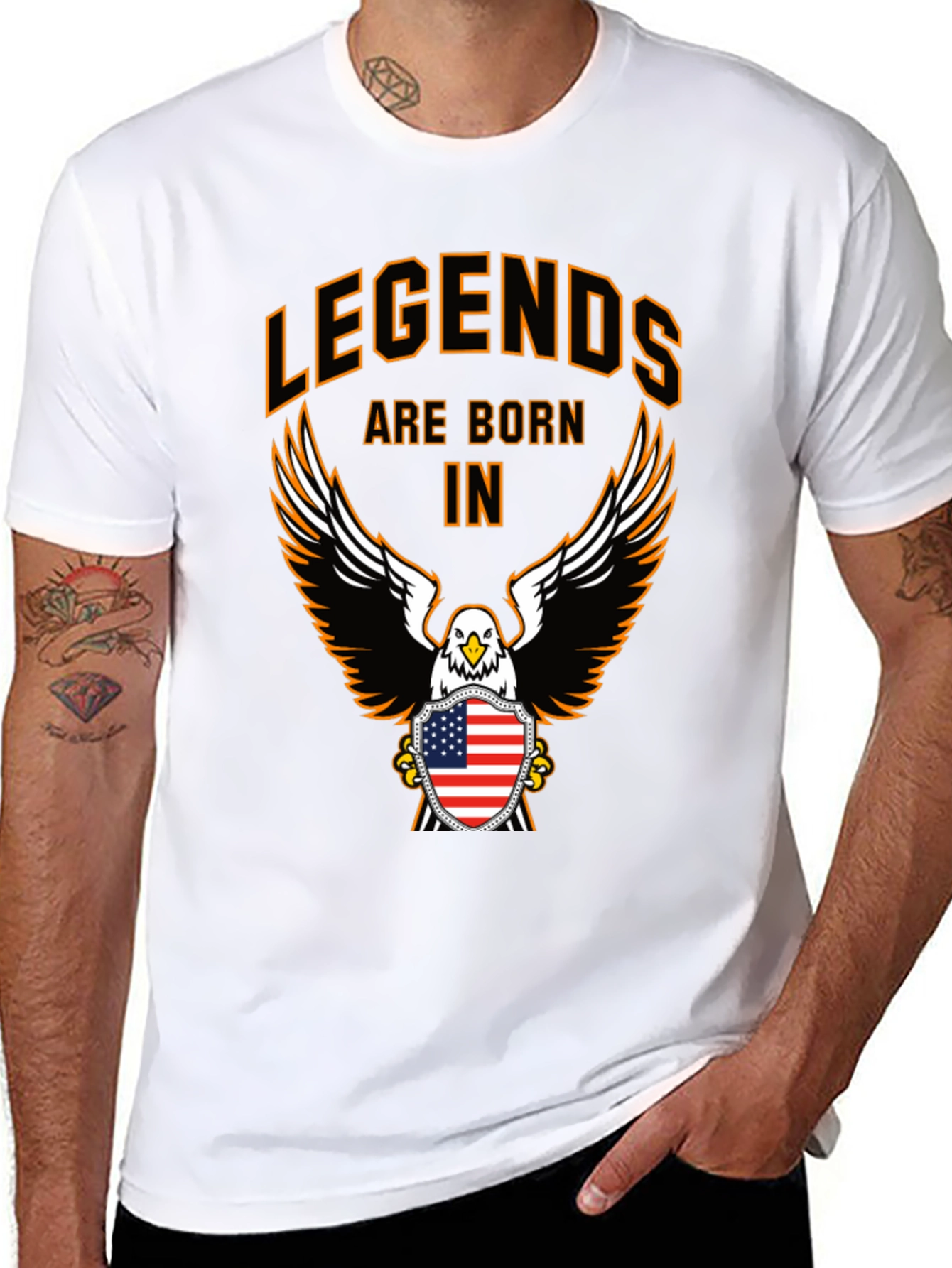 Legends Born T-Shirt Eagle Patriotic American USA Flag