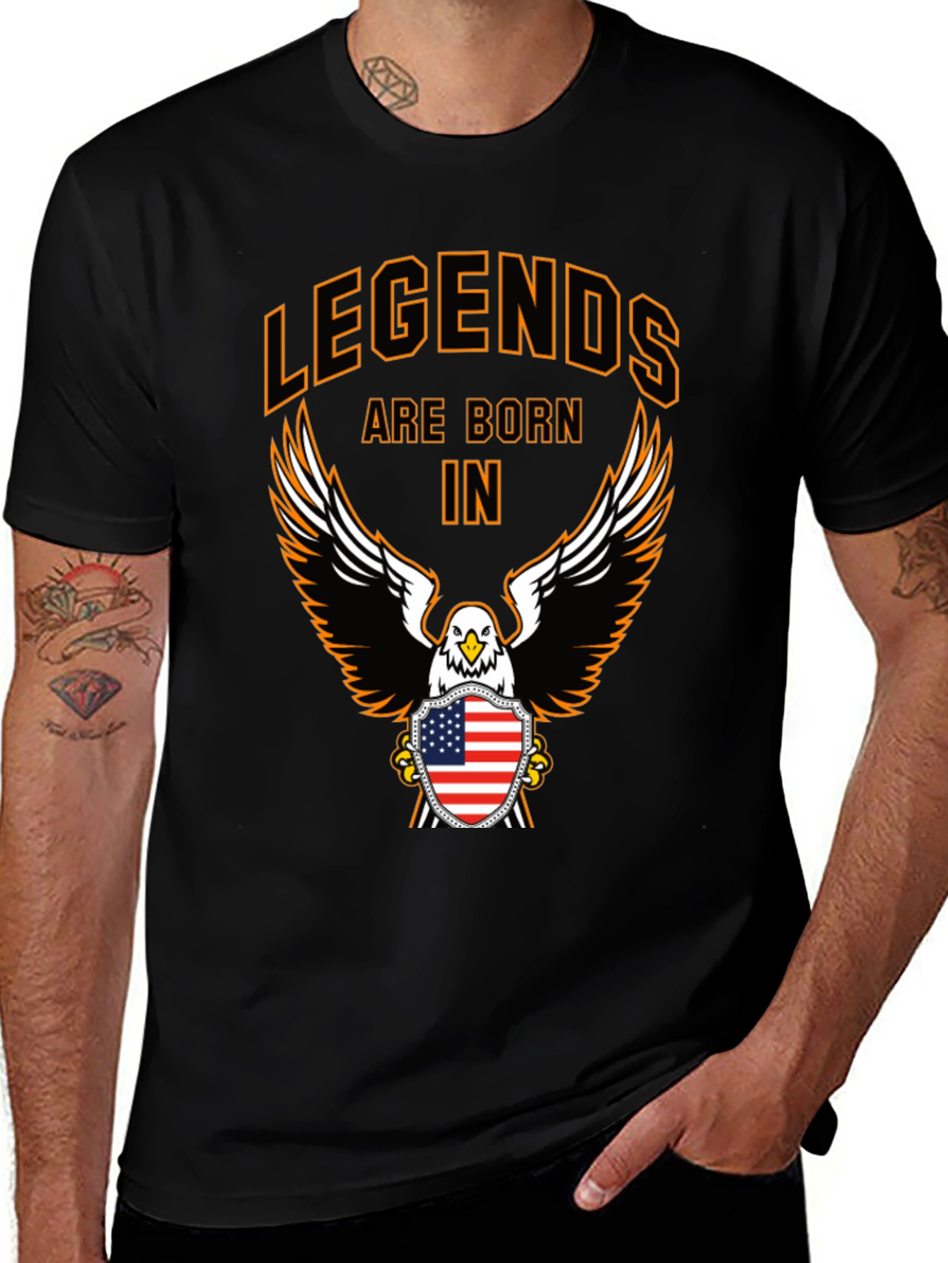 Legends Born T-Shirt Eagle Patriotic American USA Flag