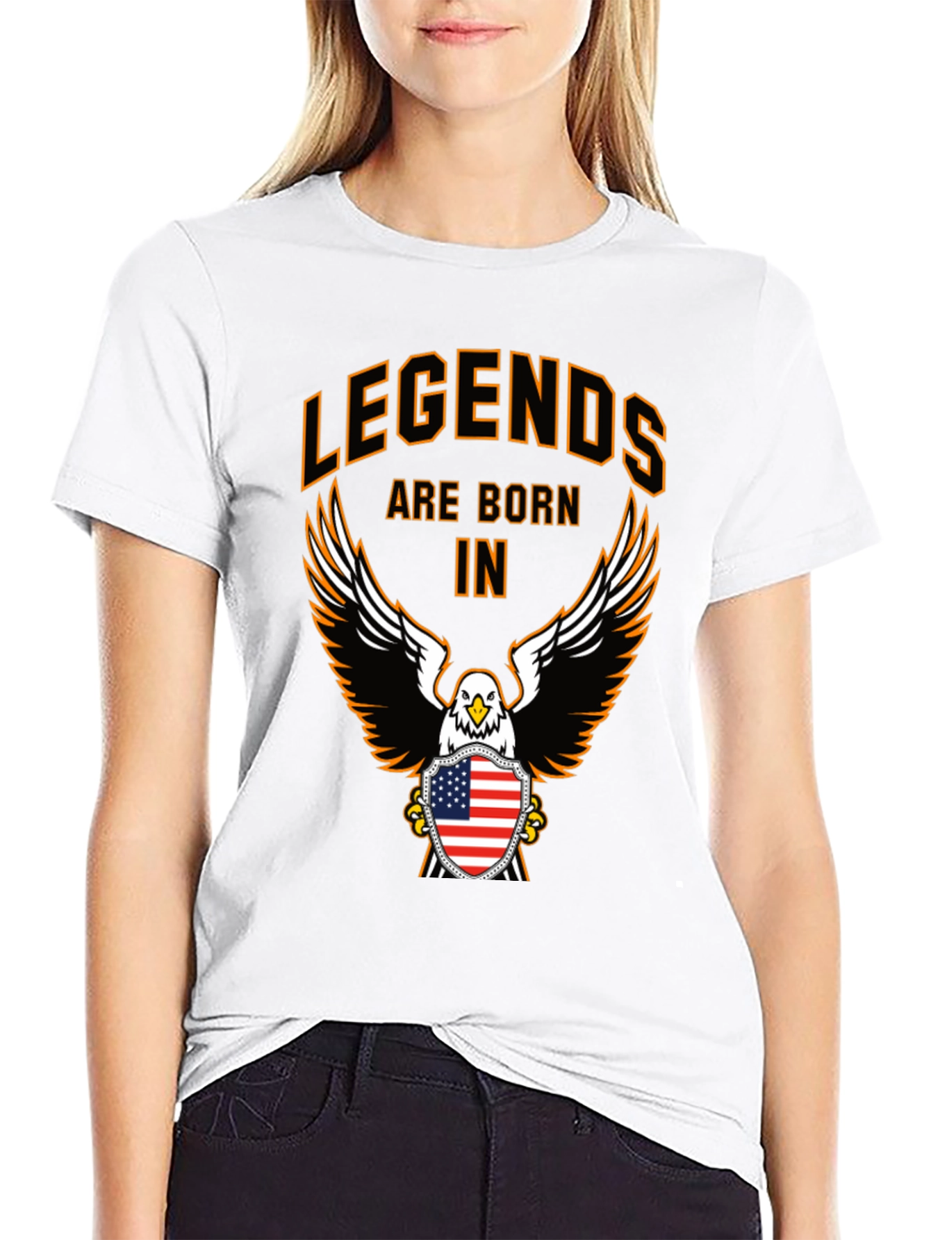 Legends Born T-Shirt Eagle Patriotic American USA Flag