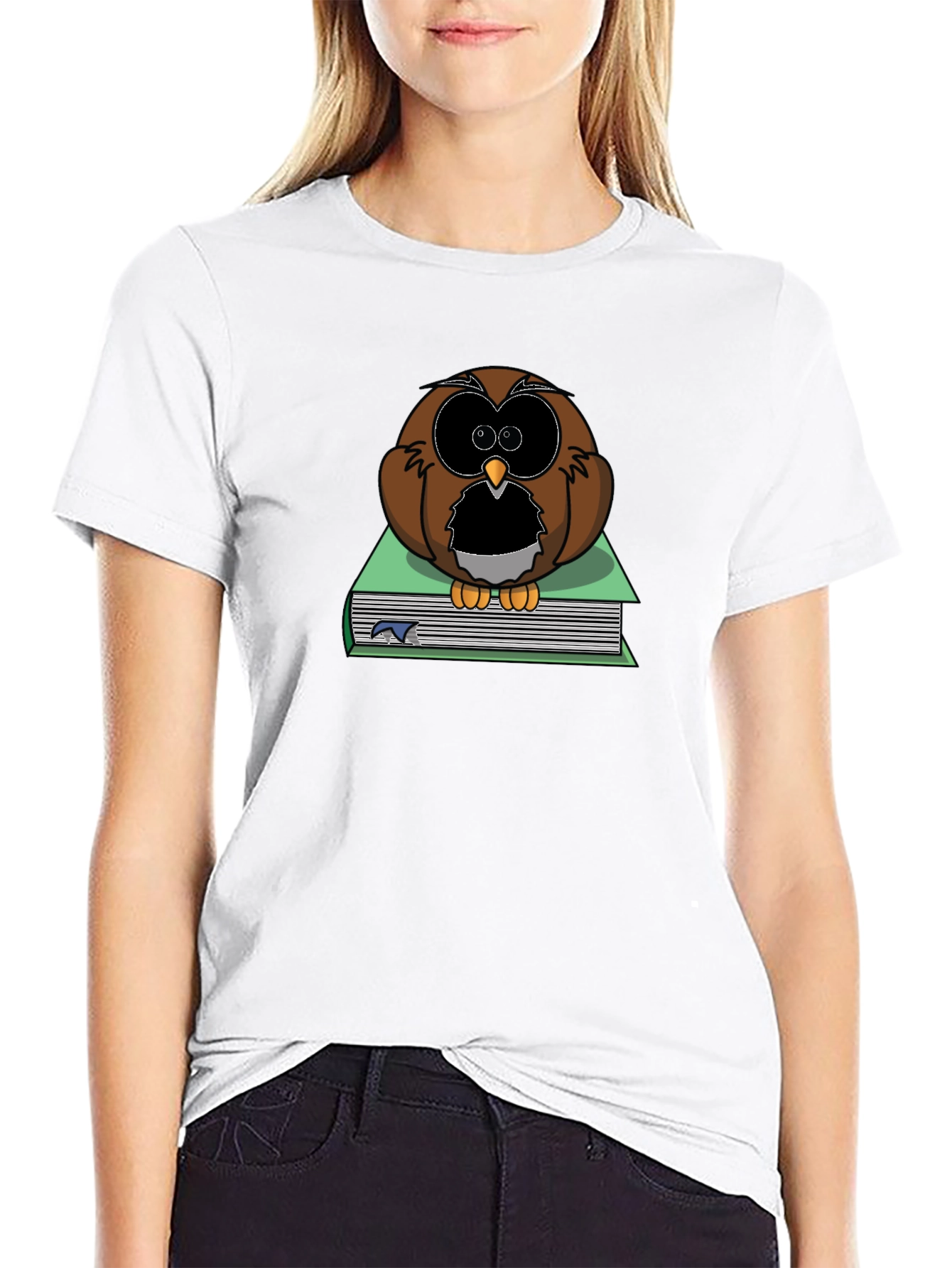 Owl on Book T-Shirt - Black Cotton Tee