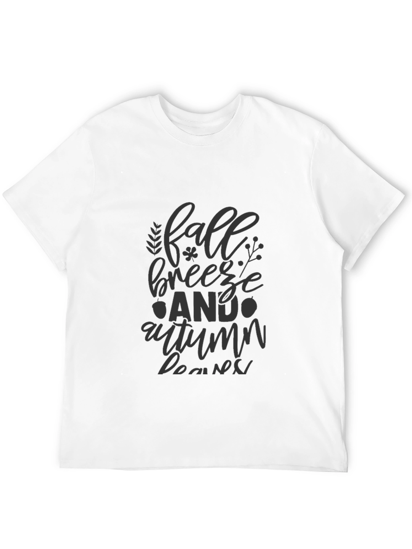 Fall Breeze & Autumn Leaves Black T-Shirt