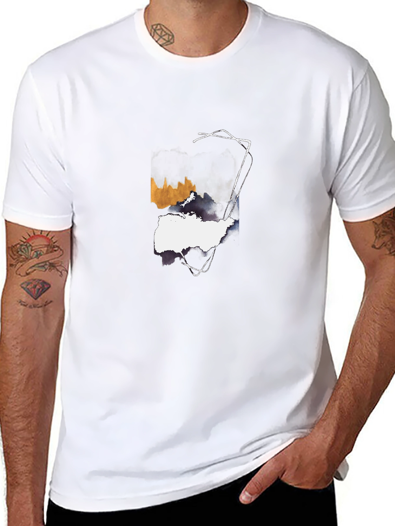 Abstract Art Graphic Tee - Black