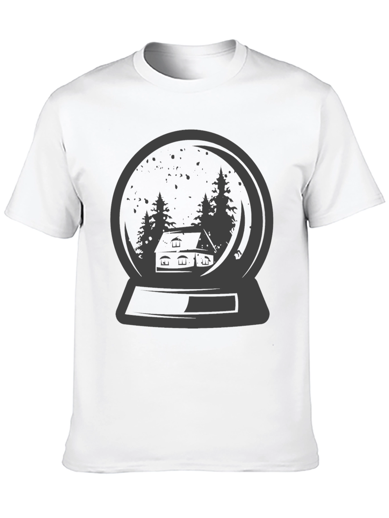 Snow Globe Graphic Tee - Winter Cabin Design