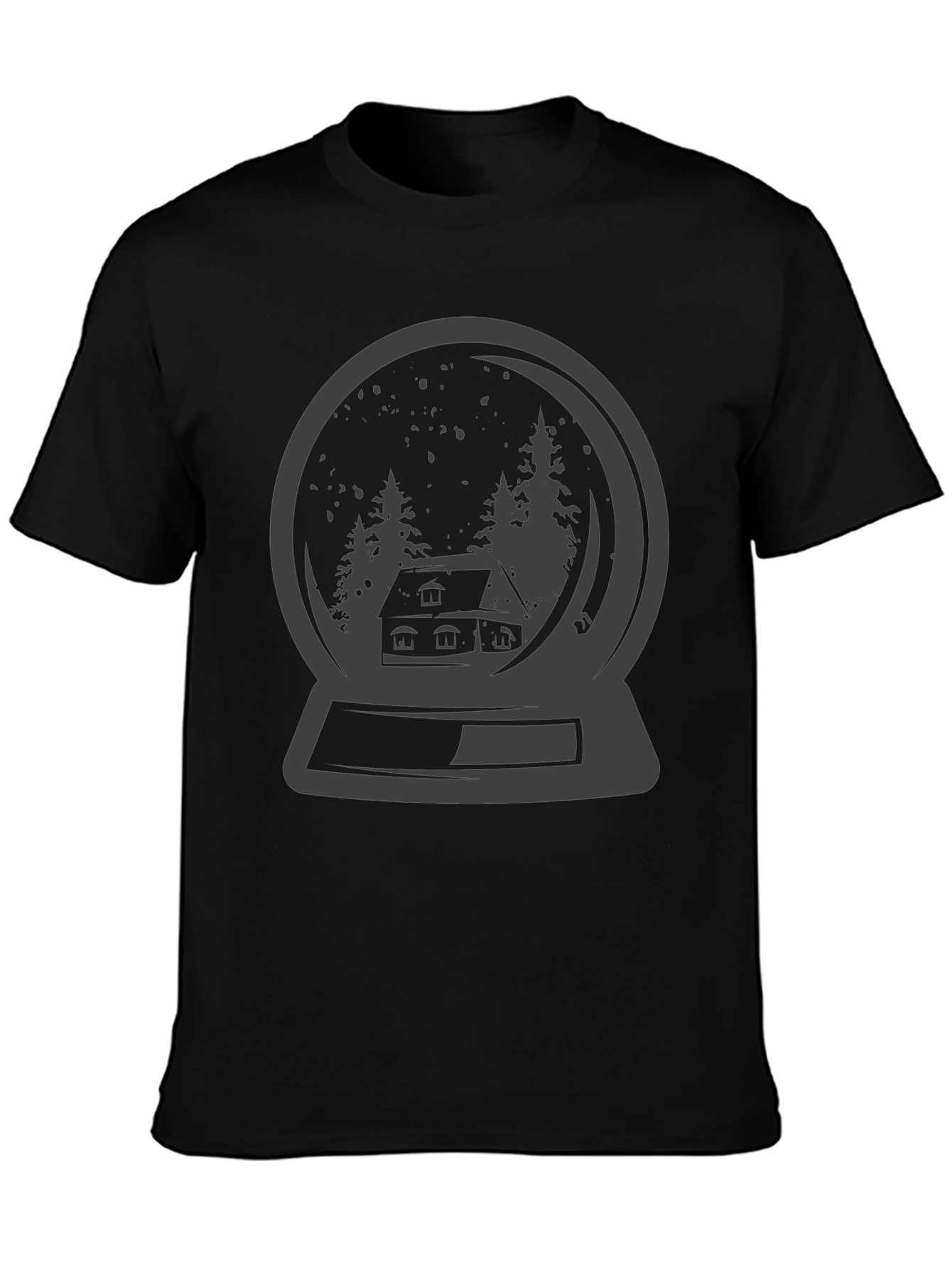 Snow Globe Graphic Tee - Winter Cabin Design