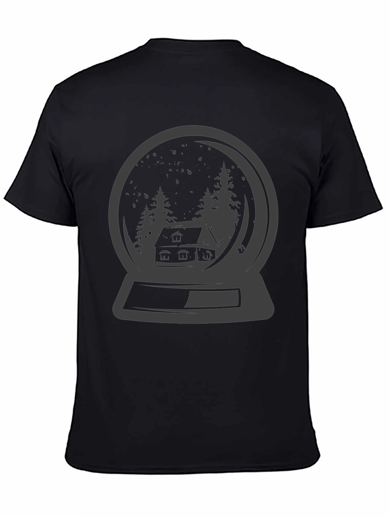 Snow Globe Graphic Tee - Winter Cabin Design