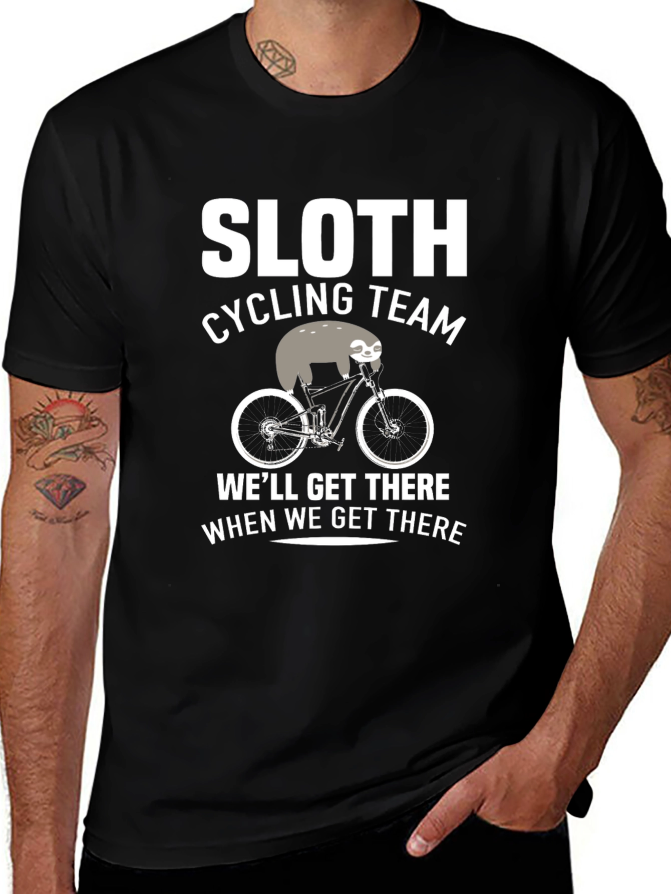 Sloth Cycling Team Black Graphic T-Shirt
