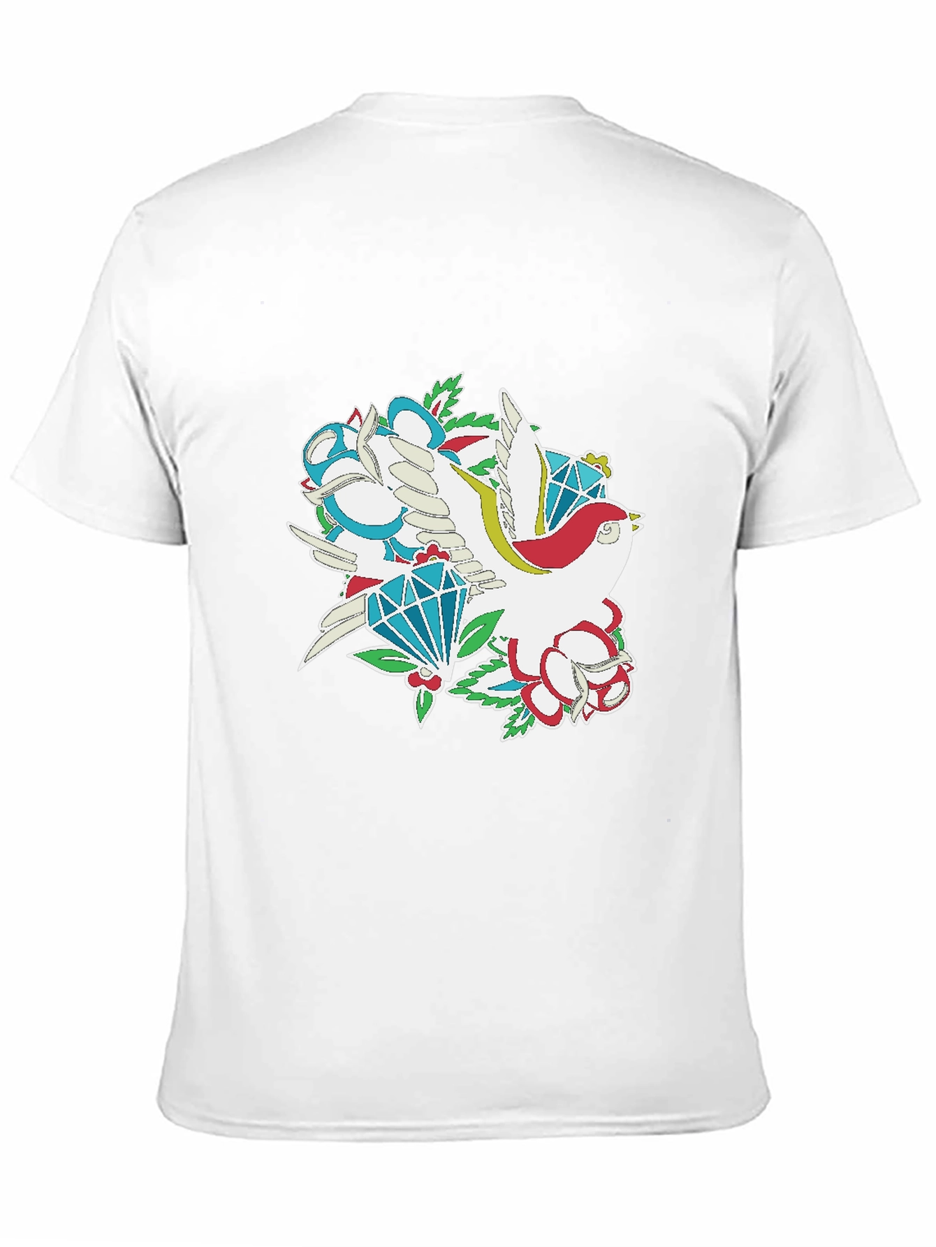 Bird & Diamond Graphic Print Black Tee