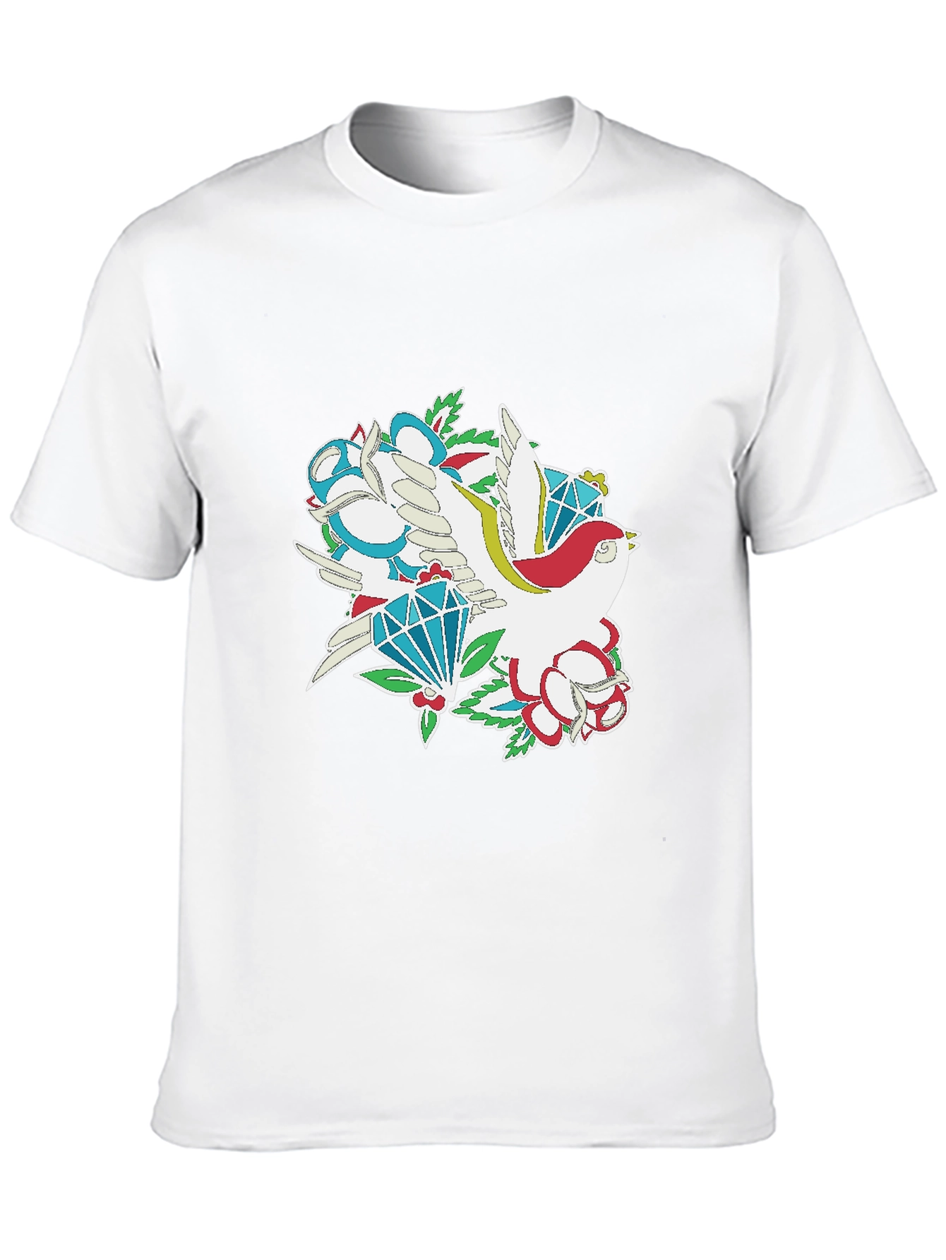 Bird & Diamond Graphic Print Black Tee