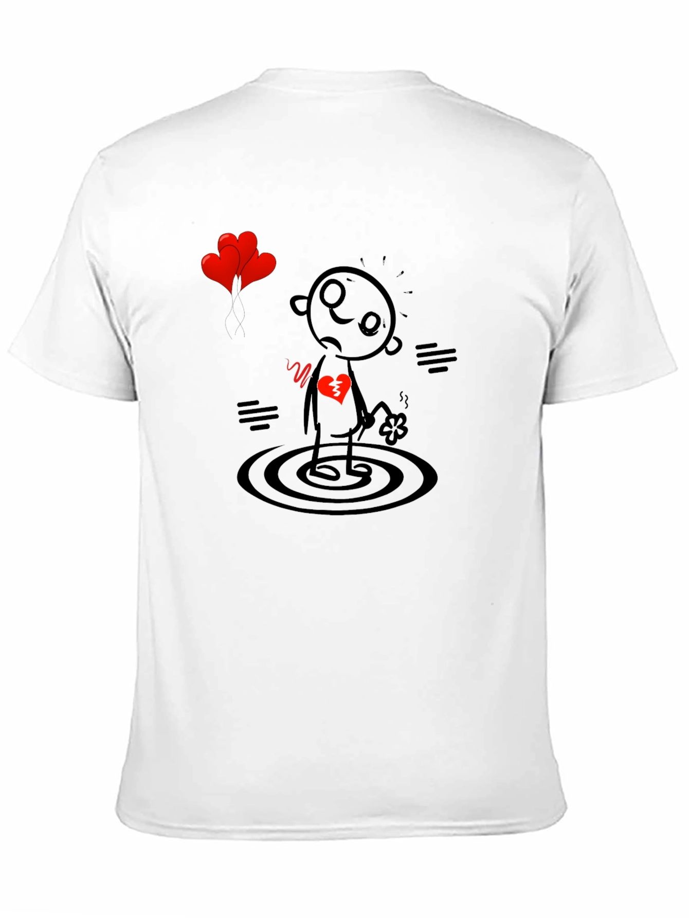 Heartbroken Stick Figure T-Shirt - Sad Cartoon Tee