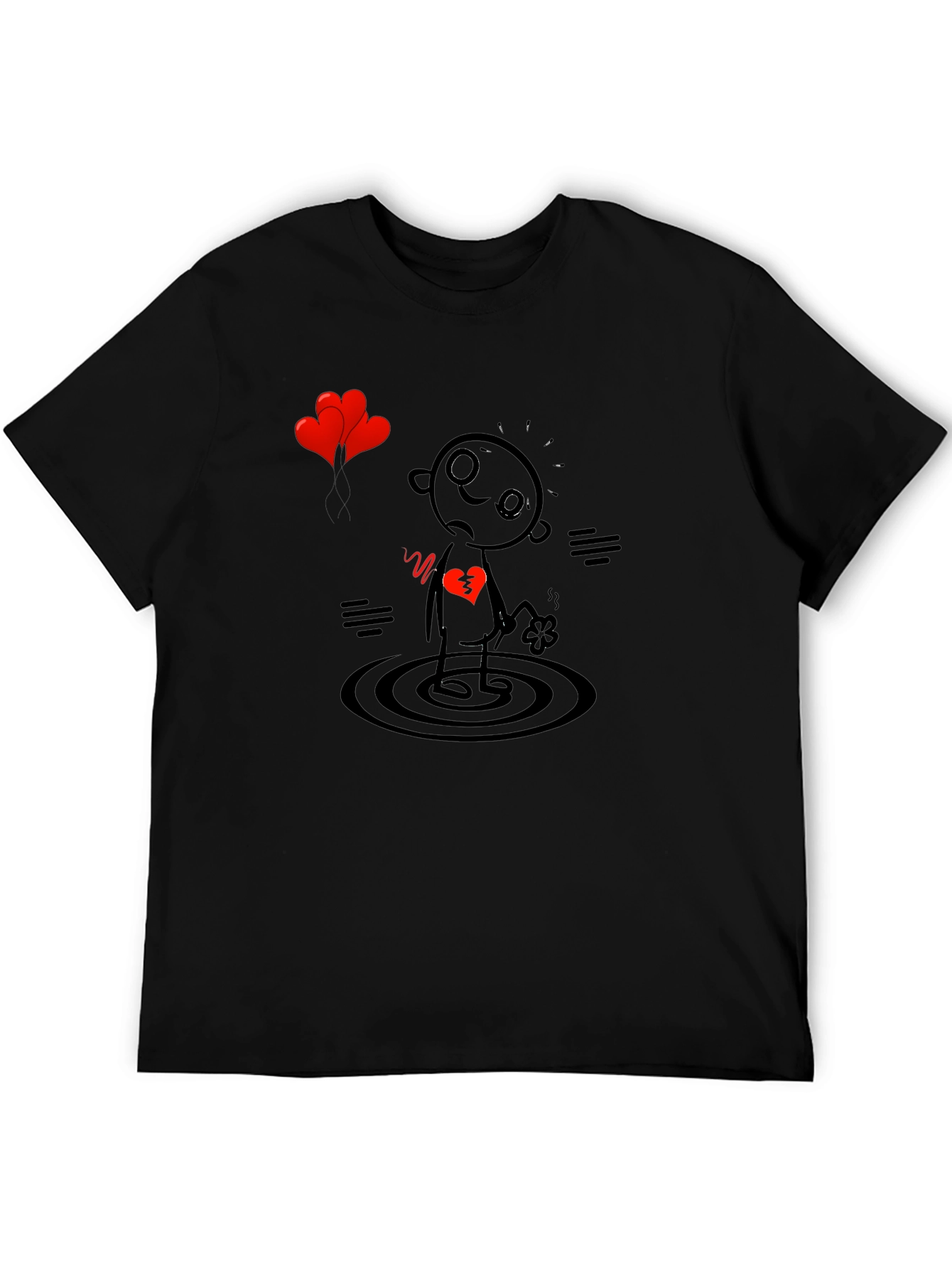 Heartbroken Stick Figure T-Shirt - Sad Cartoon Tee