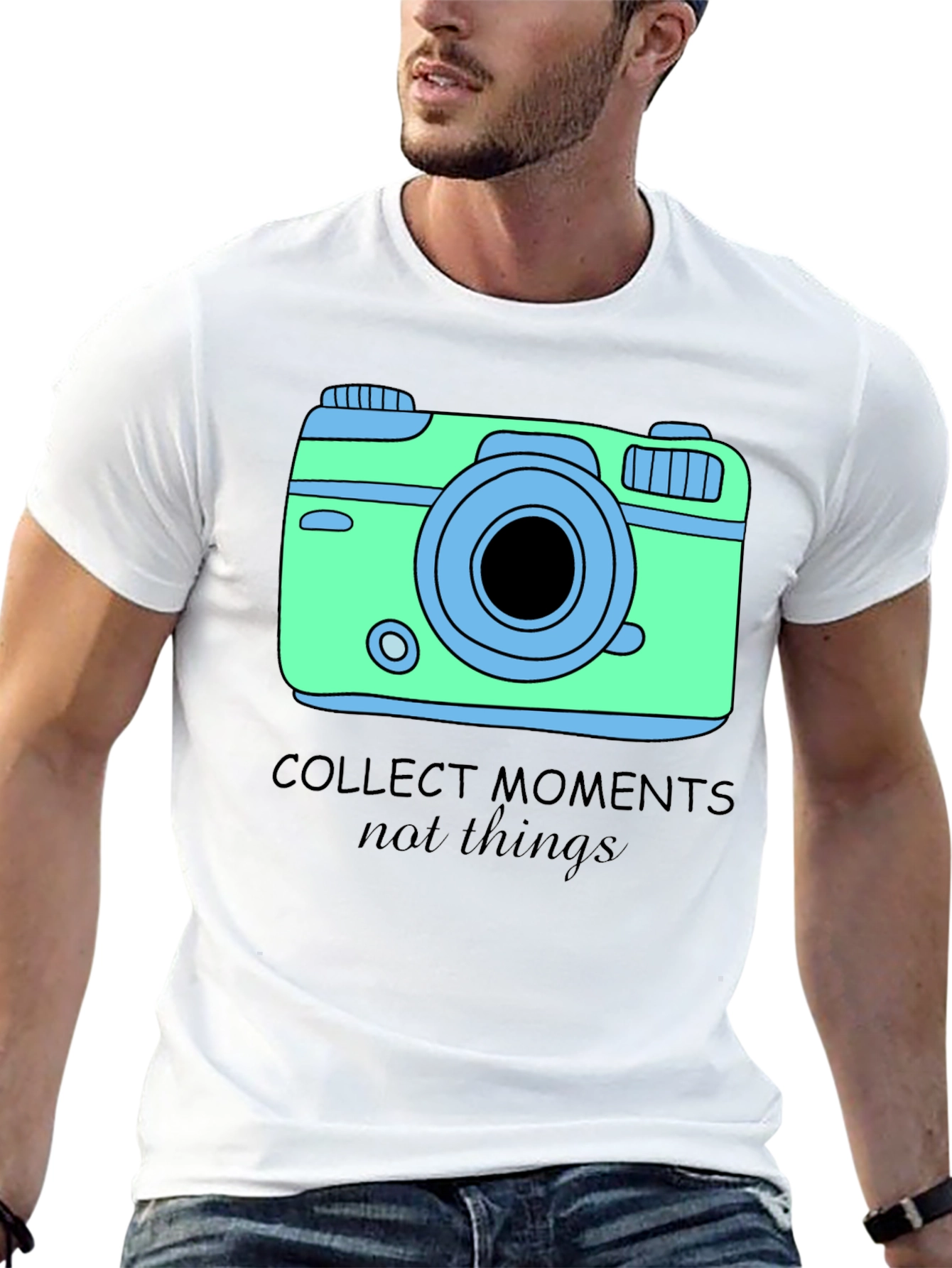 Collect Moments Graphic Tee - Camera Design Black Shirt