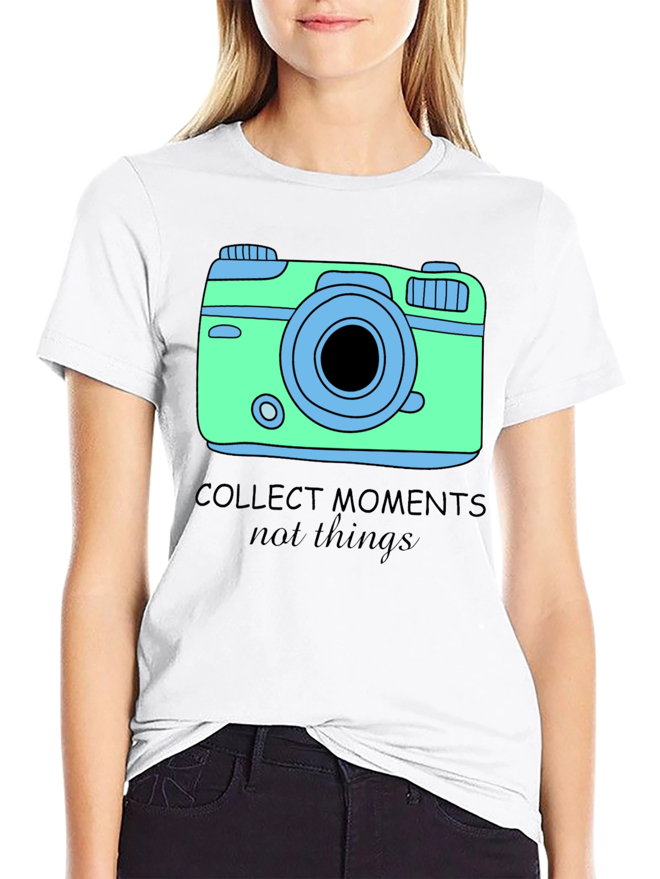Collect Moments Graphic Tee - Camera Design Black Shirt
