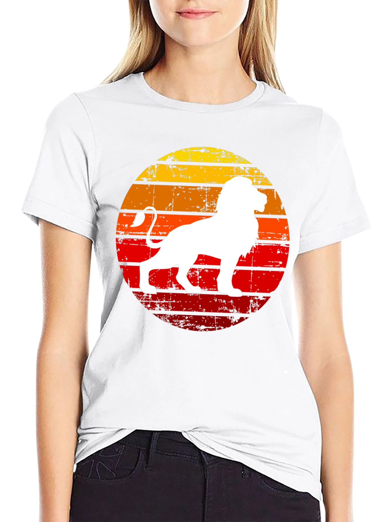 Retro Lion Graphic Tee - Sunset Design