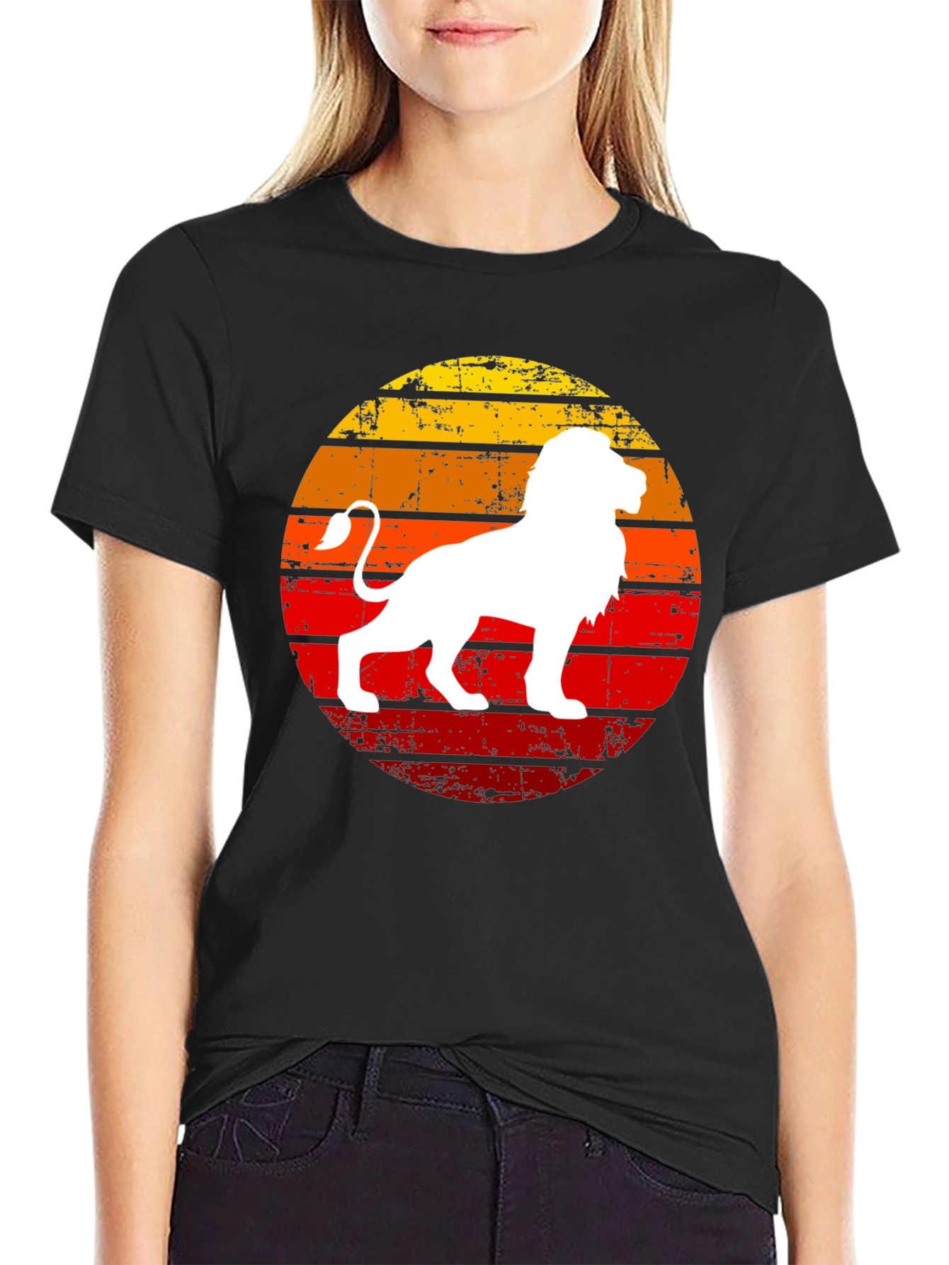 Retro Lion Graphic Tee - Sunset Design