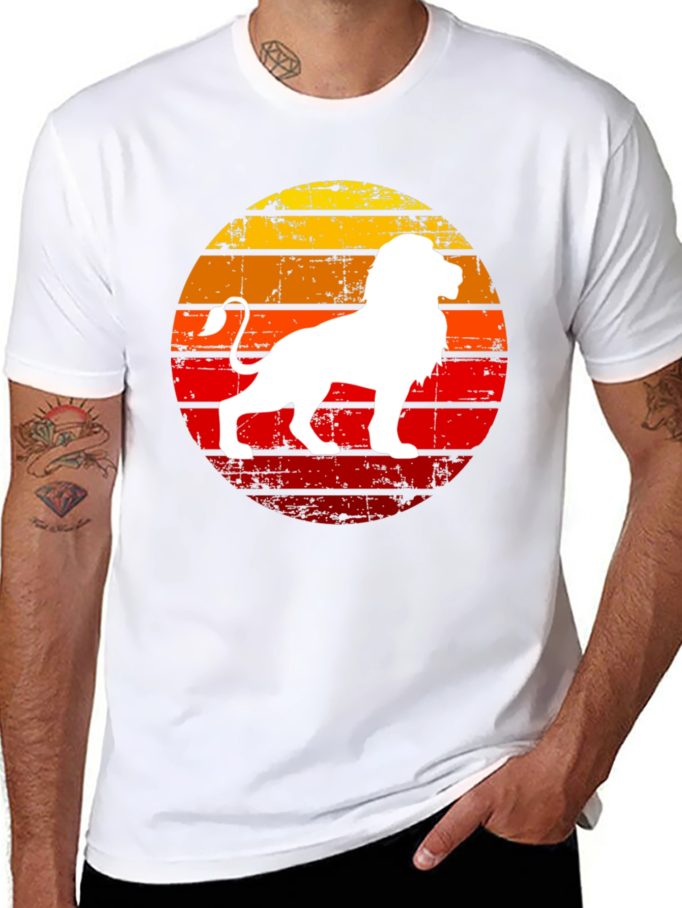 Retro Lion Graphic Tee - Sunset Design