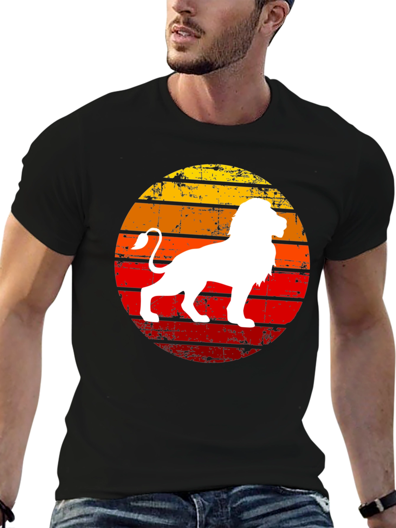 Retro Lion Graphic Tee - Sunset Design