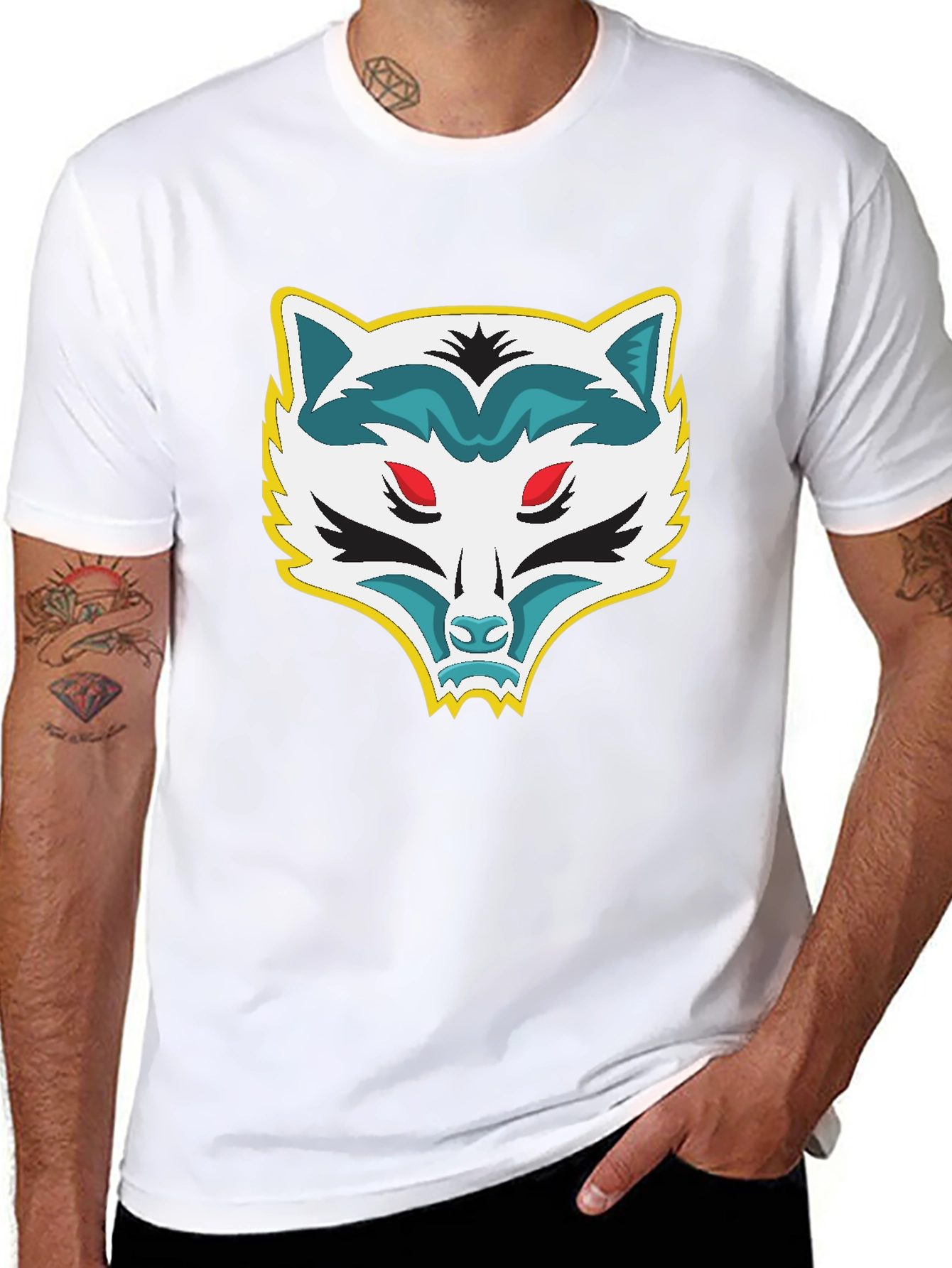 Mens Black T-Shirt with Raccoon Graphic