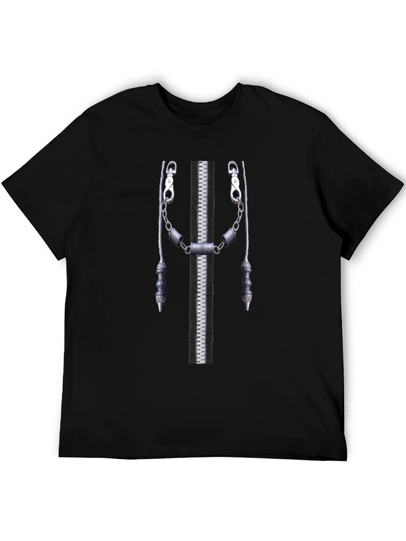 Novelty Zipper Print Black T-Shirt