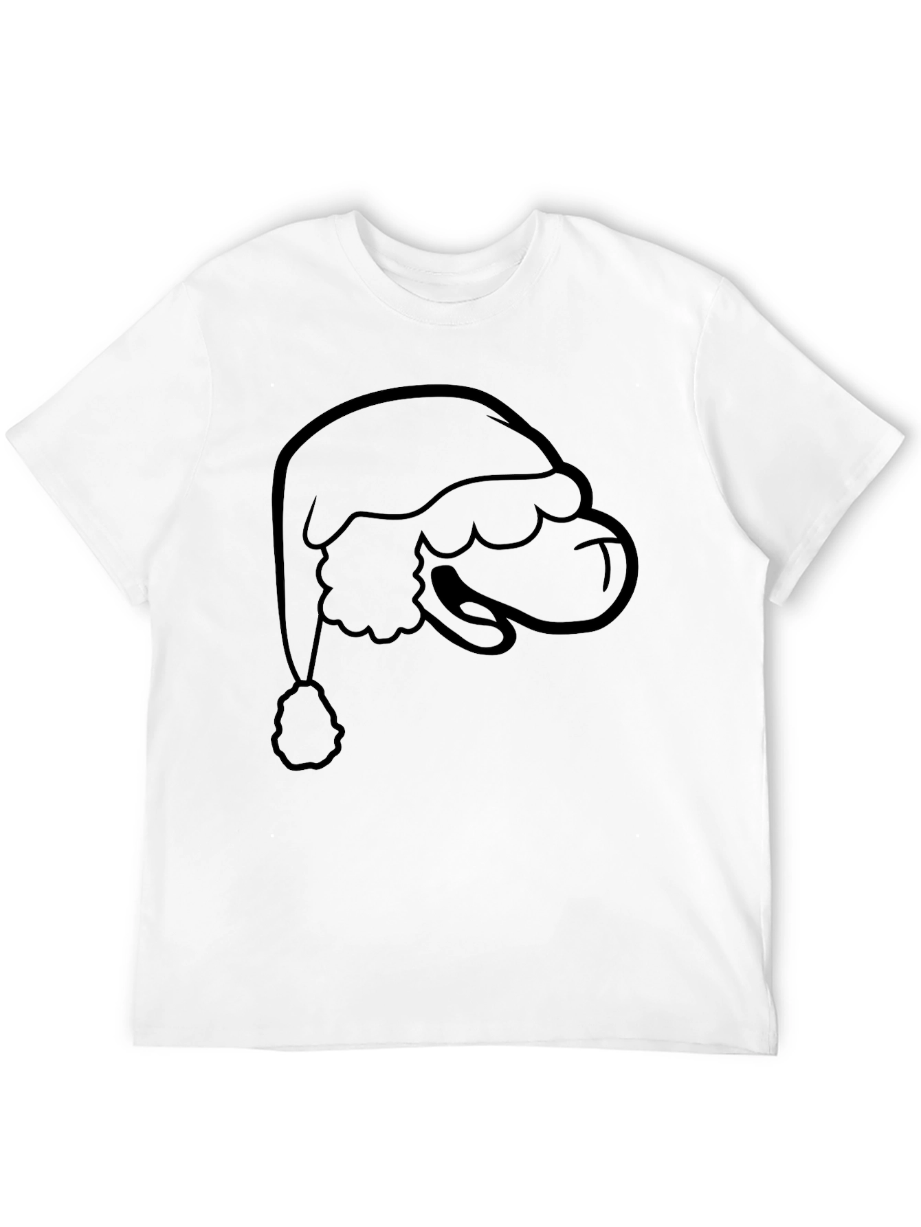 Santa Hat Graphic Tee - Black Cotton Holiday Shirt