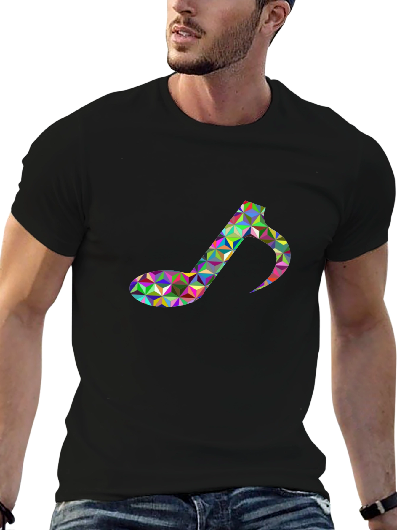 Geometric Music Note T-Shirt - Unique Graphic Tee