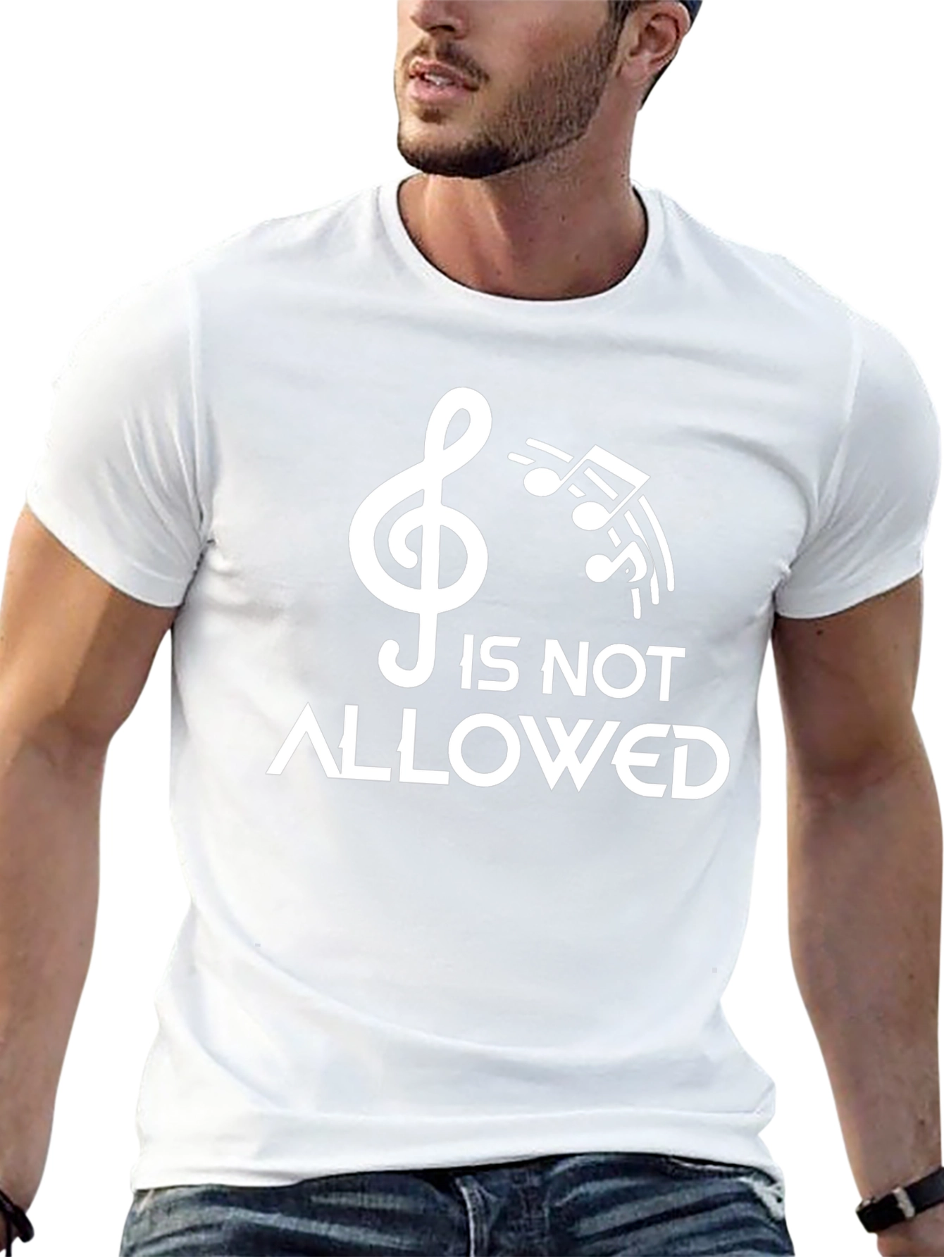 Music Is Not Allowed Funny Graphic T-Shirt