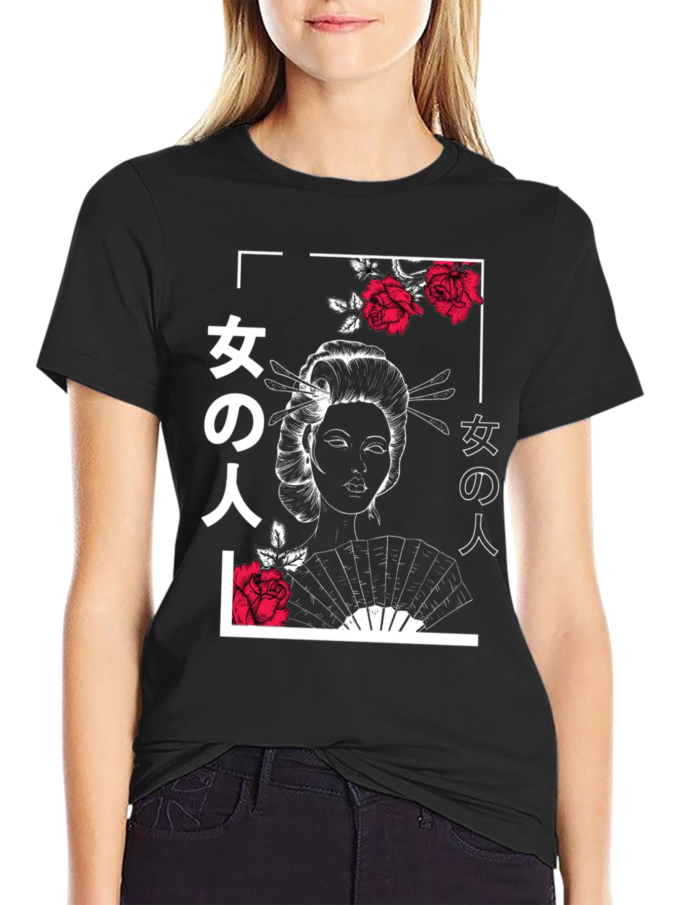 Geisha Rose T-Shirt - Urban Japanese Style