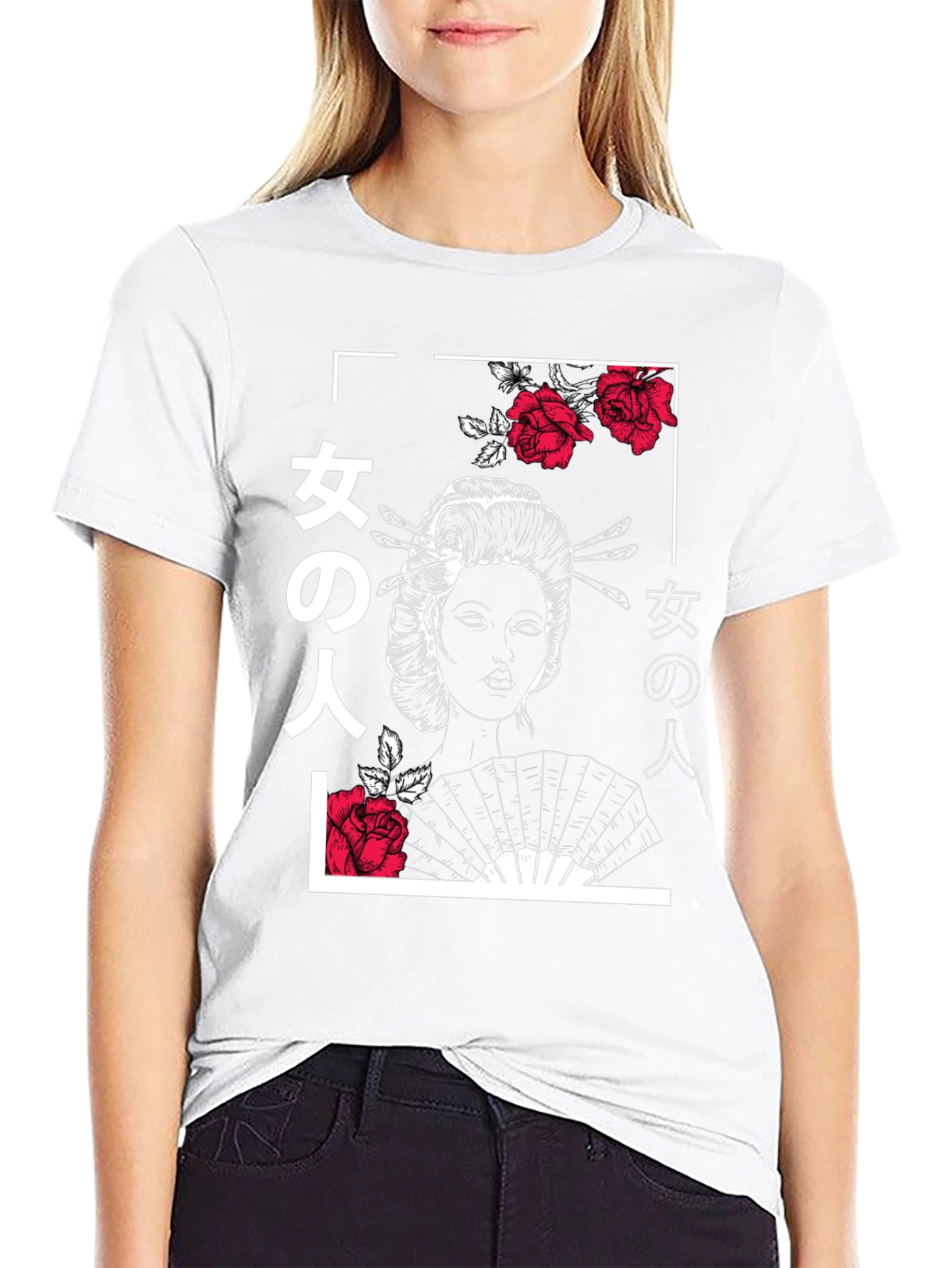Geisha Rose T-Shirt - Urban Japanese Style