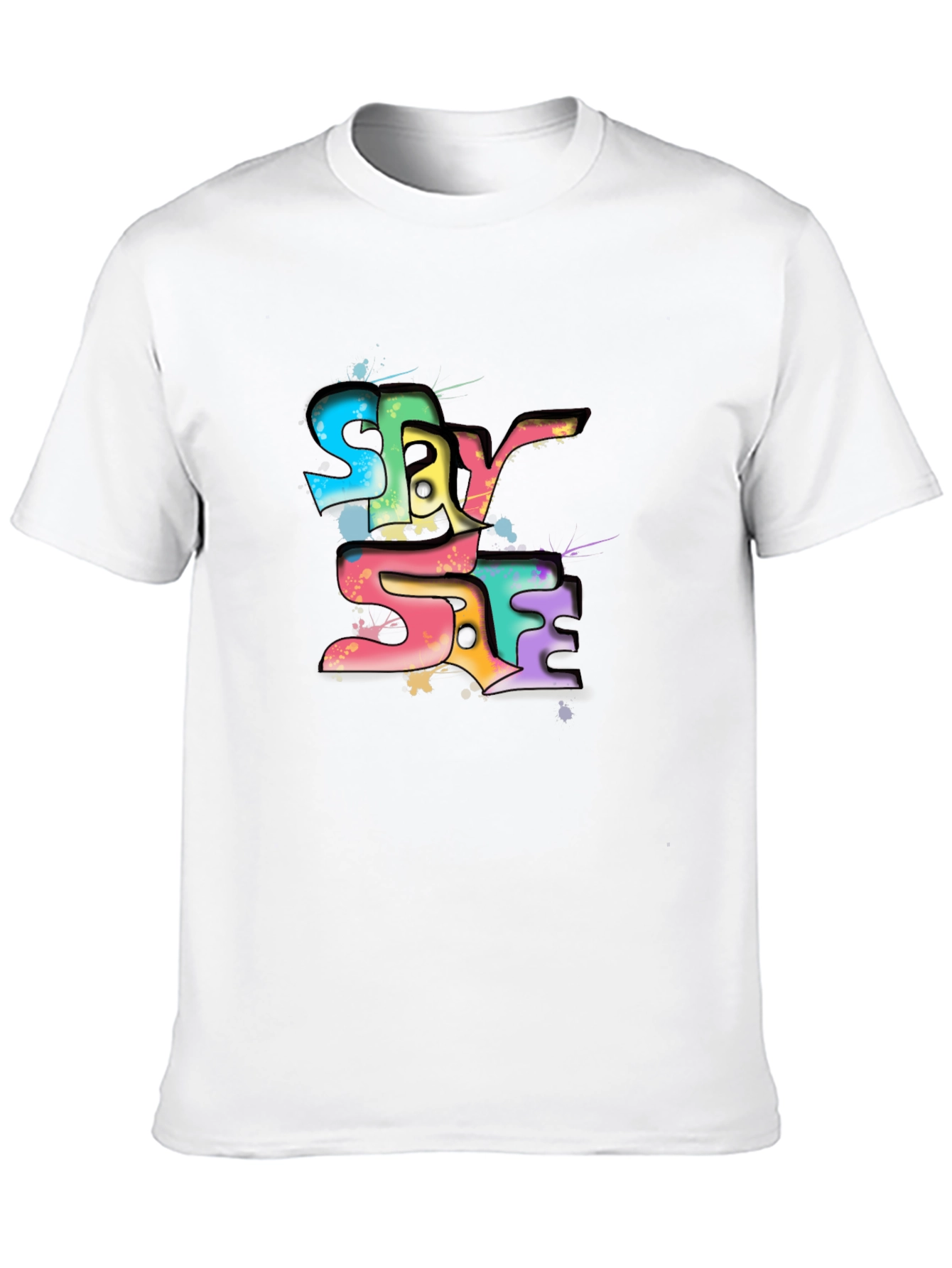 Stay Safe Graphic Tee - Black Crew Neck