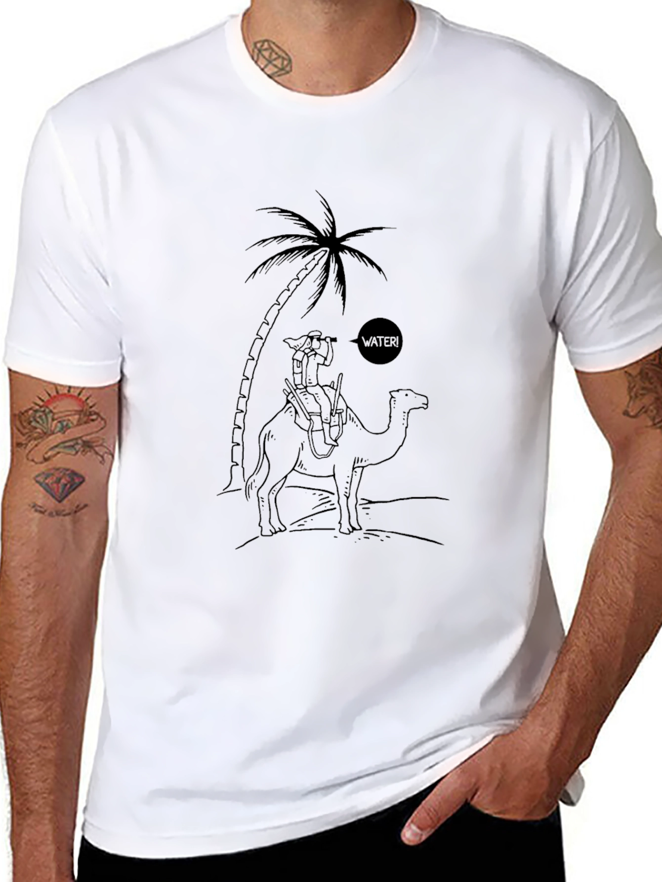 Camel Desert Water Graphic T-Shirt