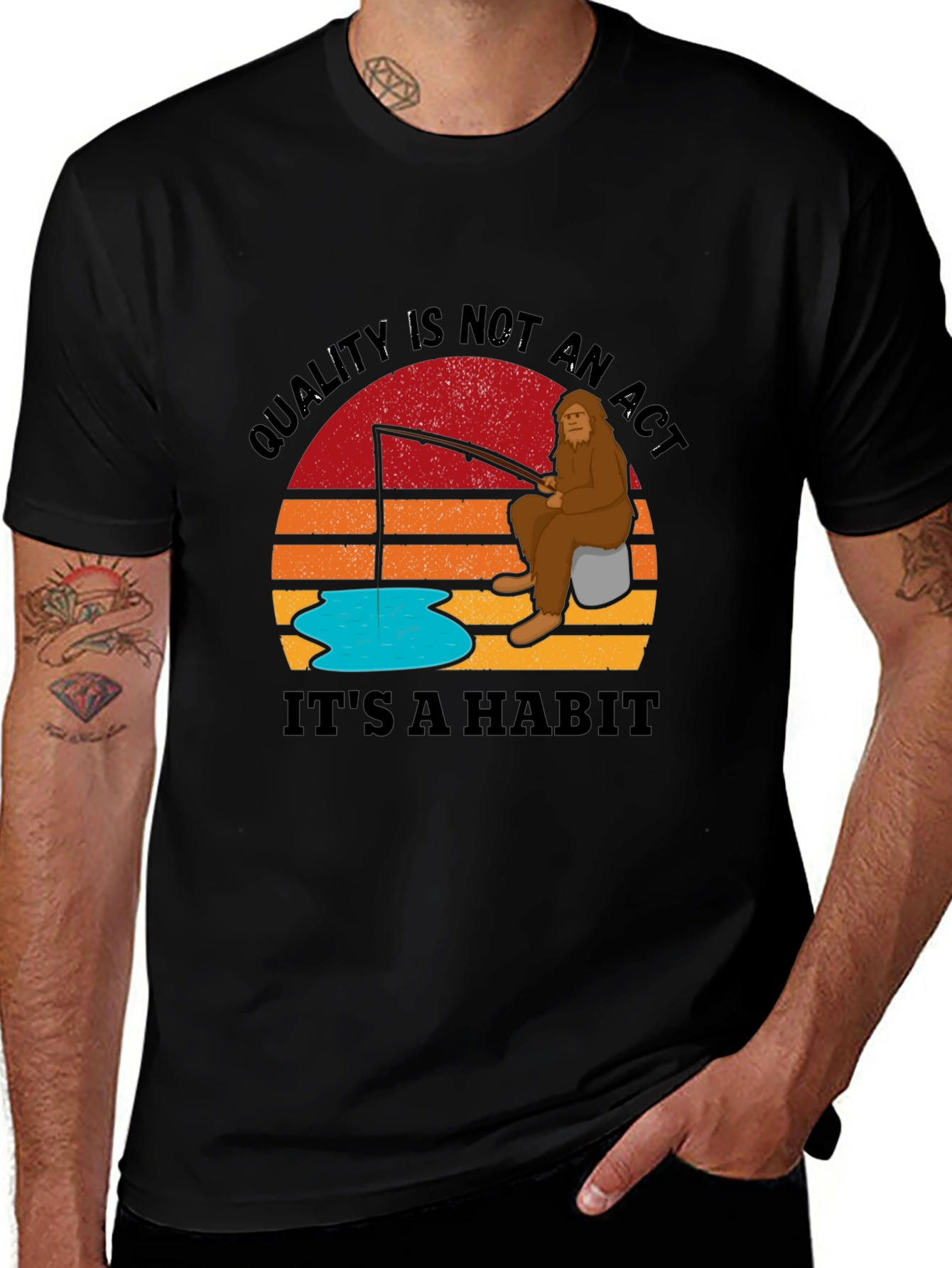 Sasquatch Fishing T-Shirt - Quality is a Habit