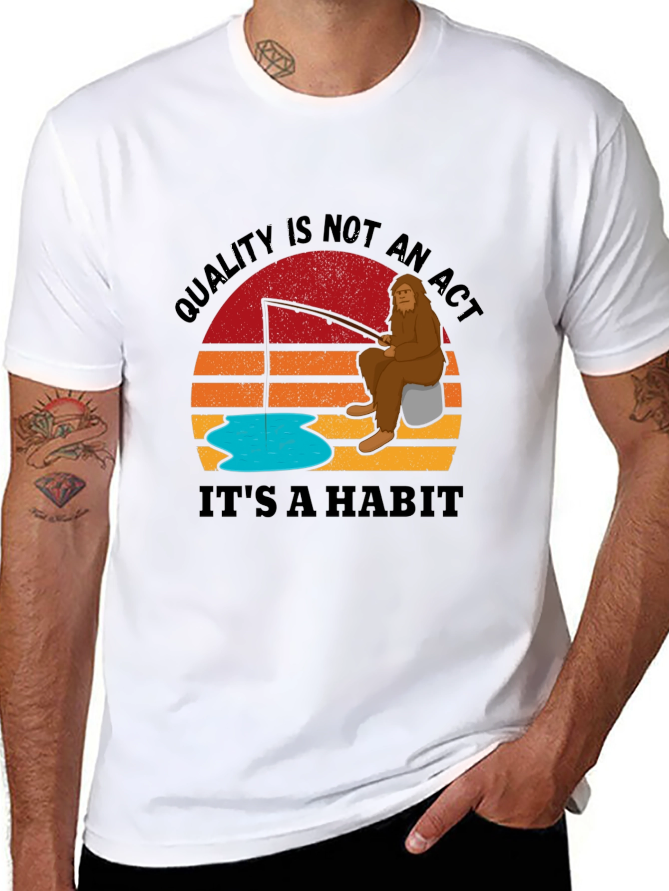 Sasquatch Fishing T-Shirt - Quality is a Habit