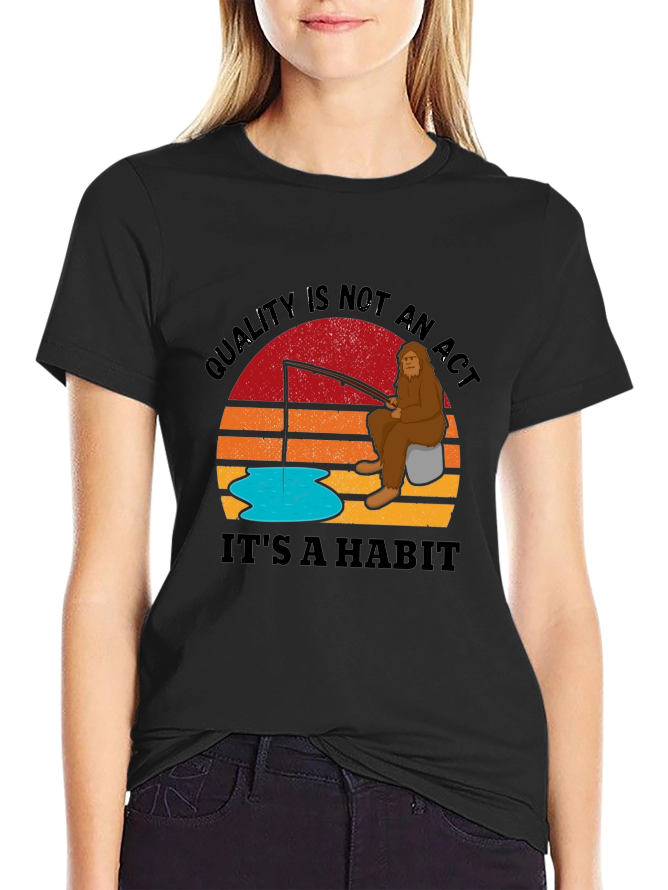 Sasquatch Fishing T-Shirt - Quality is a Habit