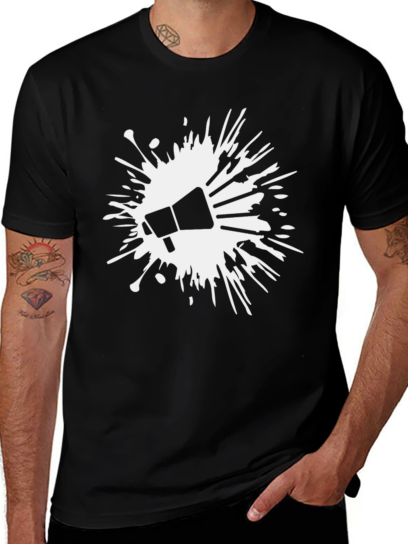 Statement Tee: Megaphone Splash Graphic Black T-Shirt