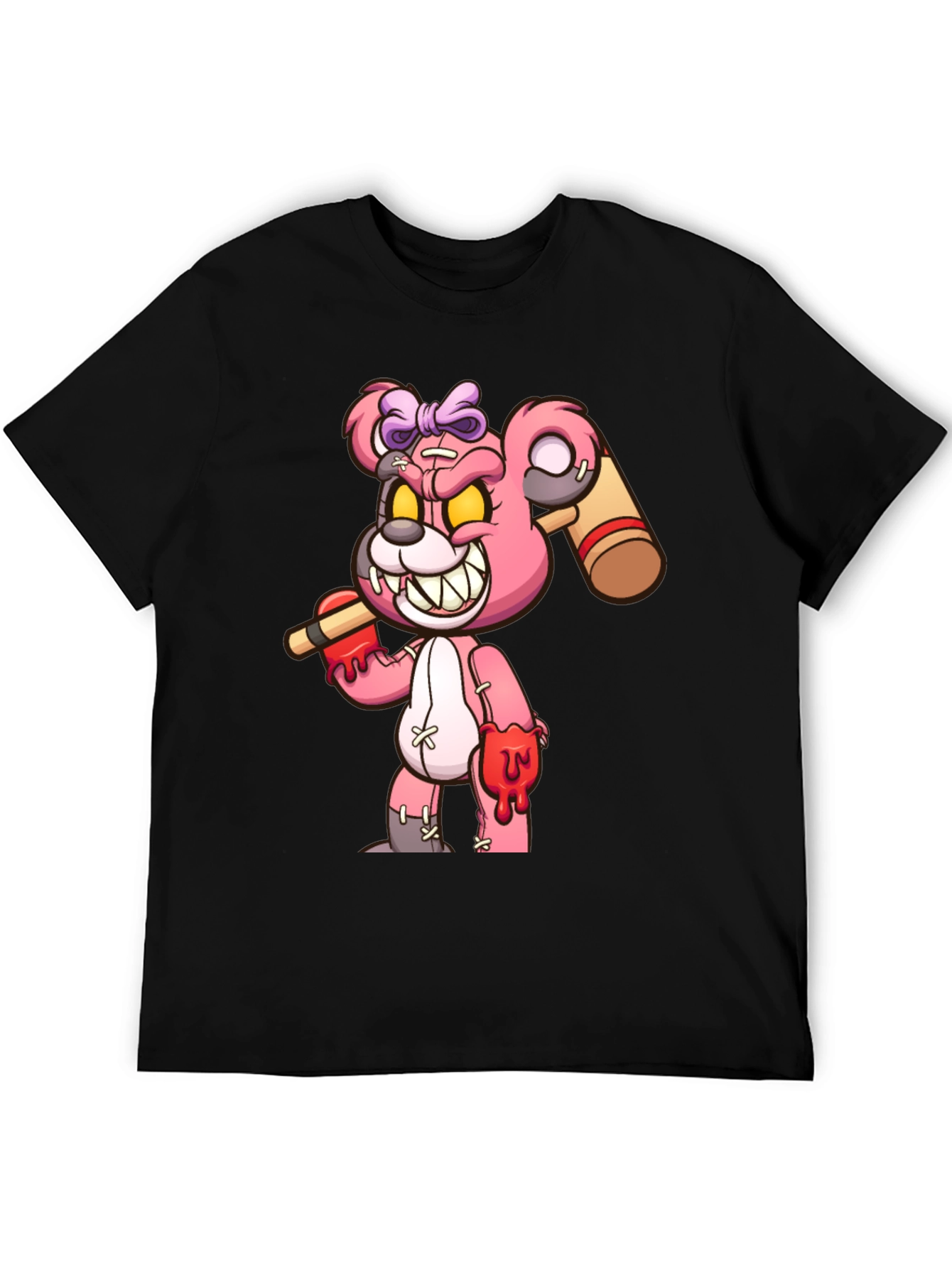 Scary Bloody Teddy Bear Graphic T-Shirt