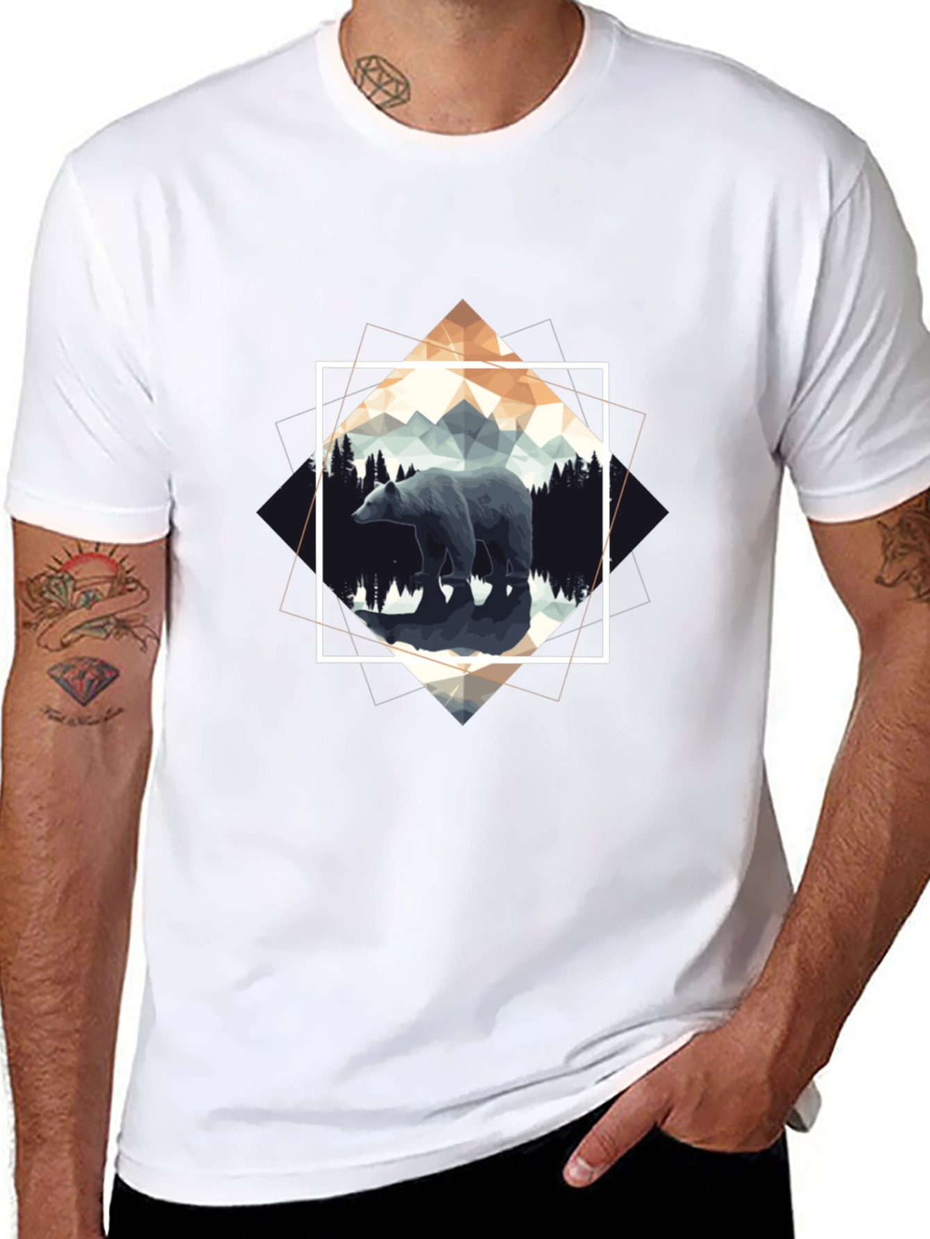 Geometric Bear Graphic Tee